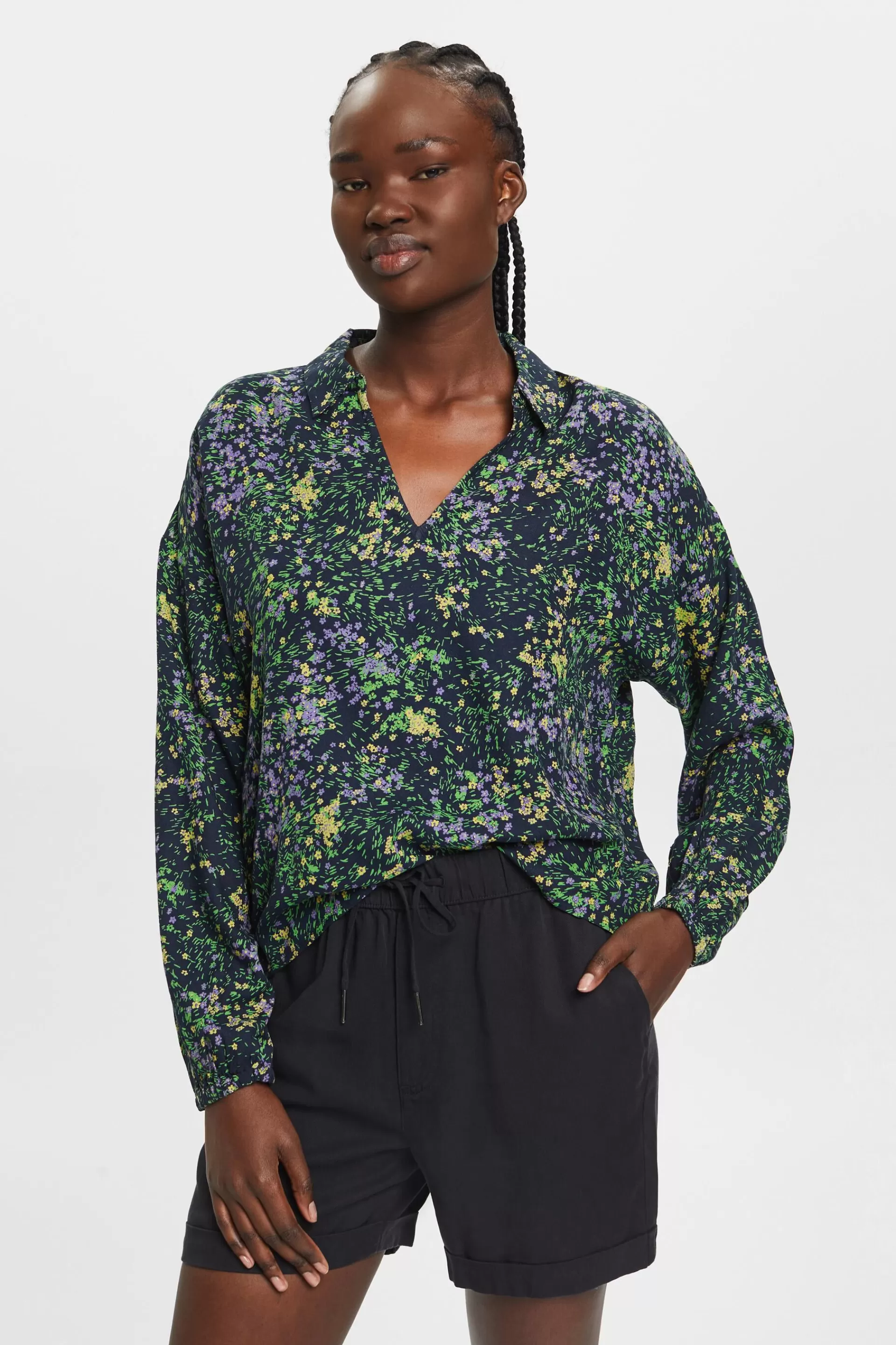 Baumwollbluse mit Blumen-Print-ESPRIT Cheap