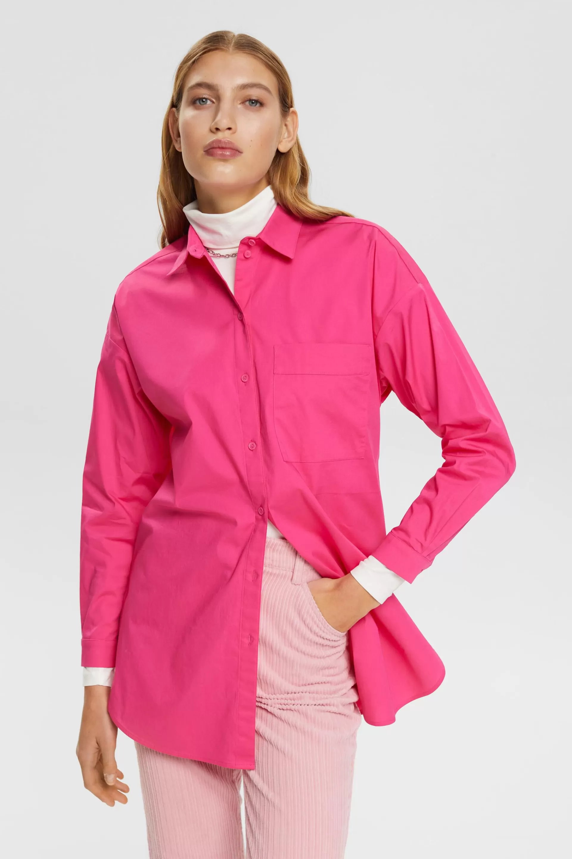 Baumwollbluse mit Tasche-ESPRIT Store