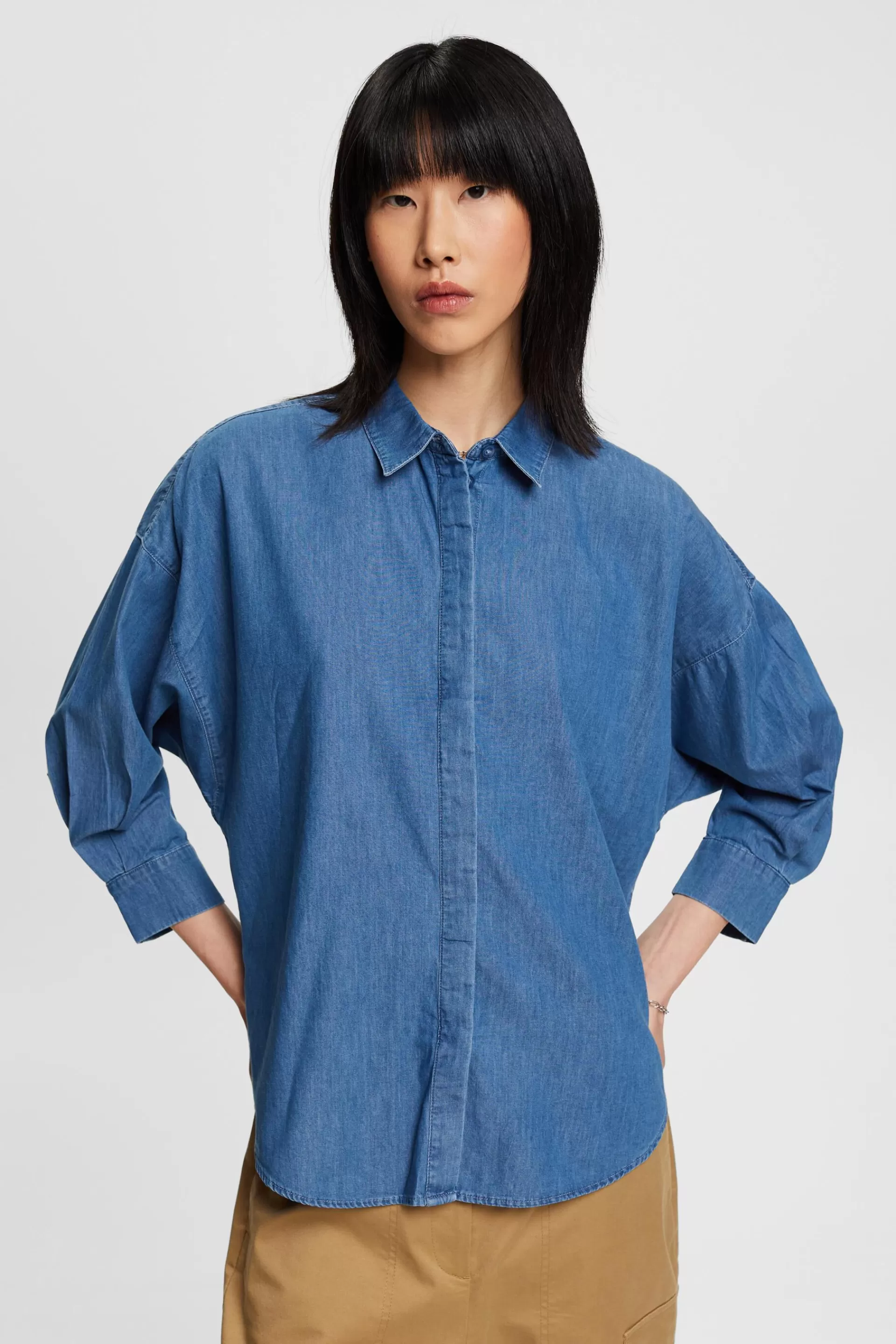 Bluse aus Baumwoll-Denim-ESPRIT Best Sale