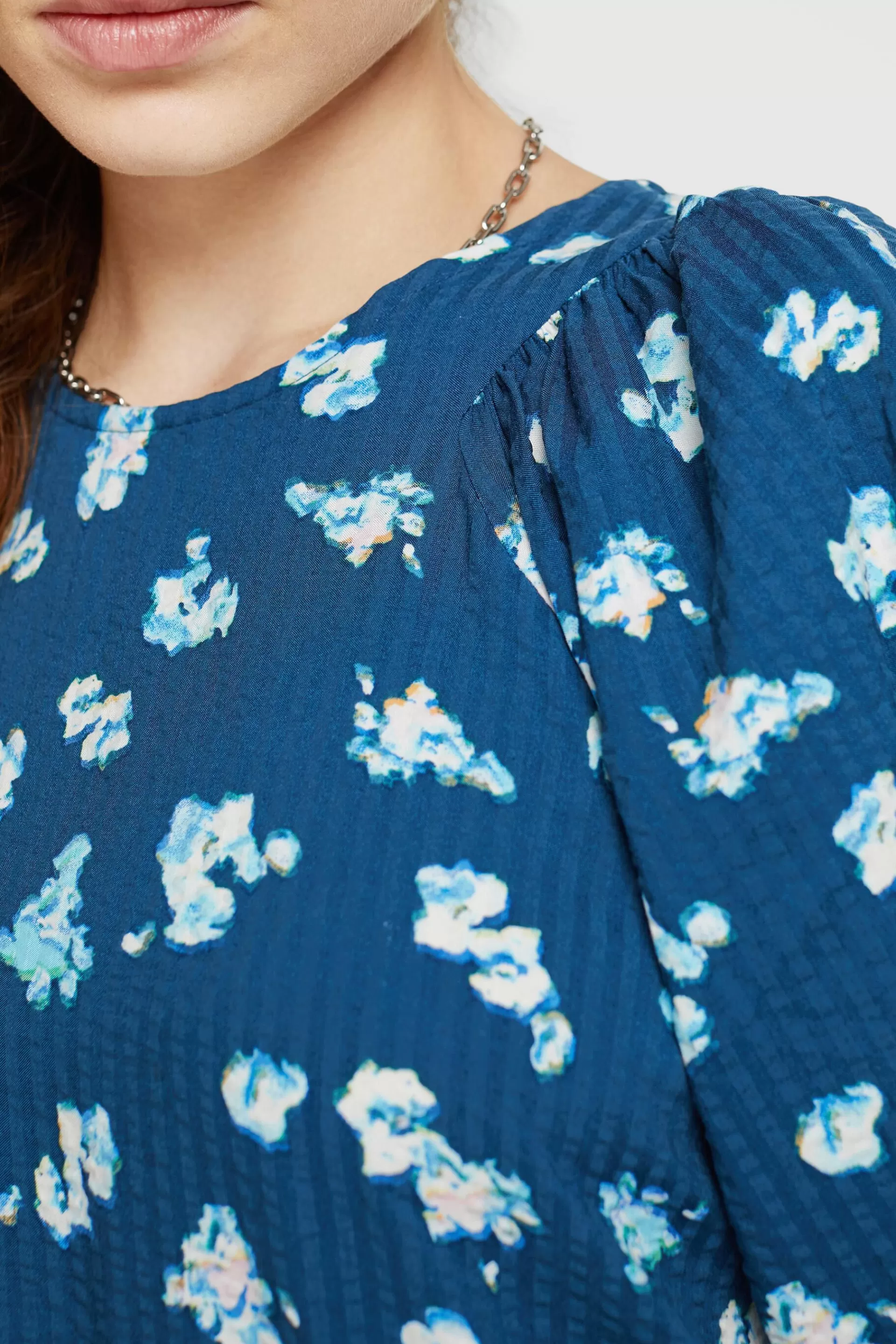 Bluse aus floralem Seersucker-ESPRIT Clearance
