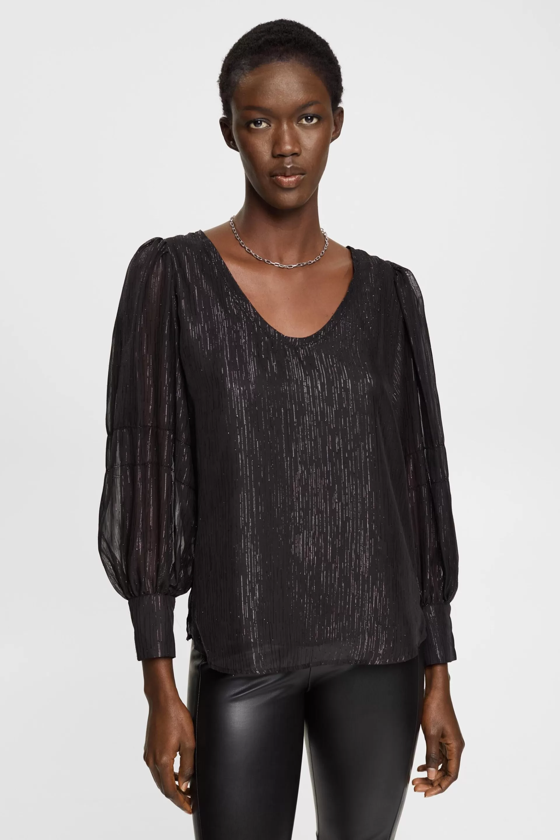 Bluse aus Lamee mit Ballonärmeln-ESPRIT Cheap