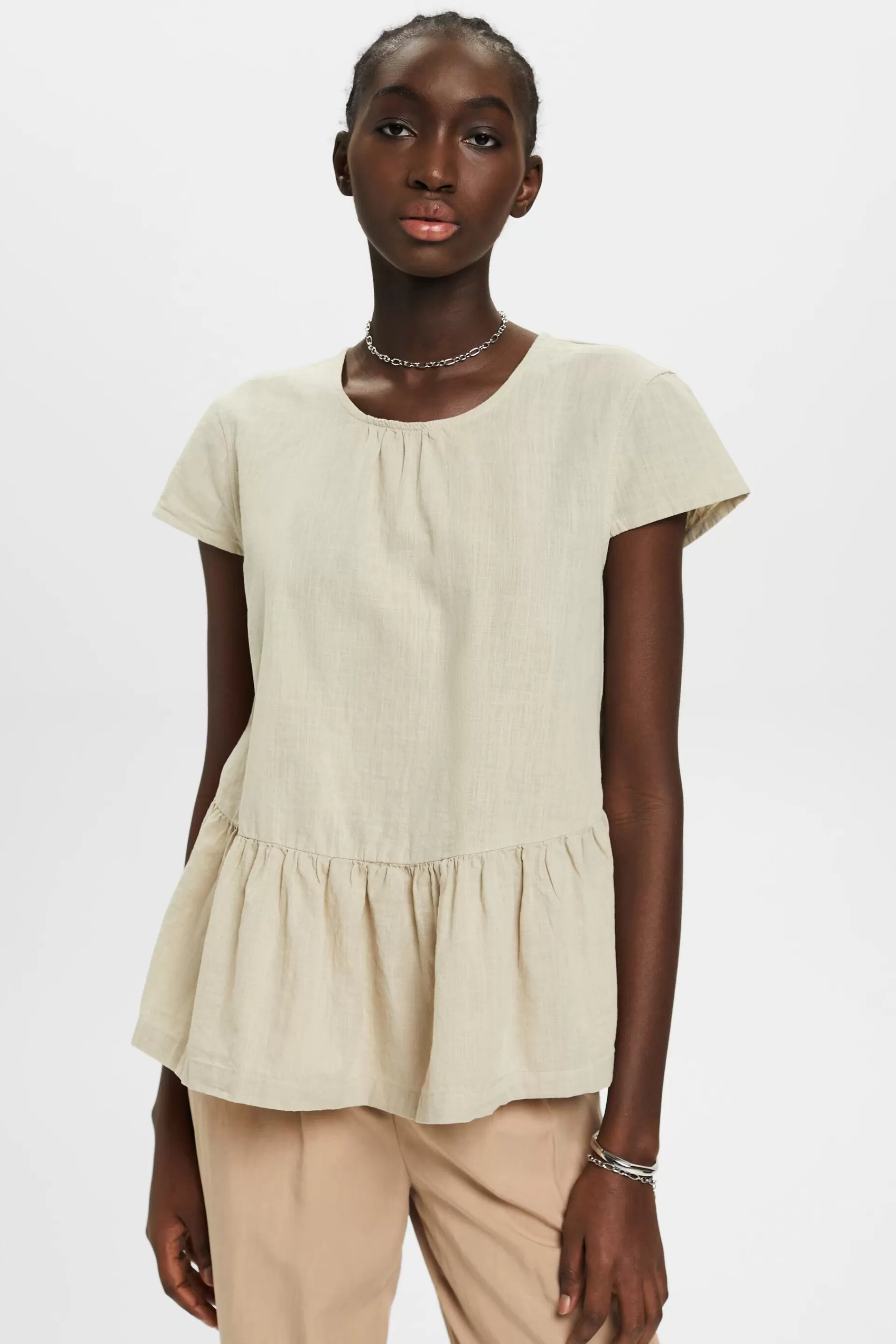 Bluse aus nachhaltiger Baumwolle mit kurzen Ärmeln-ESPRIT Cheap