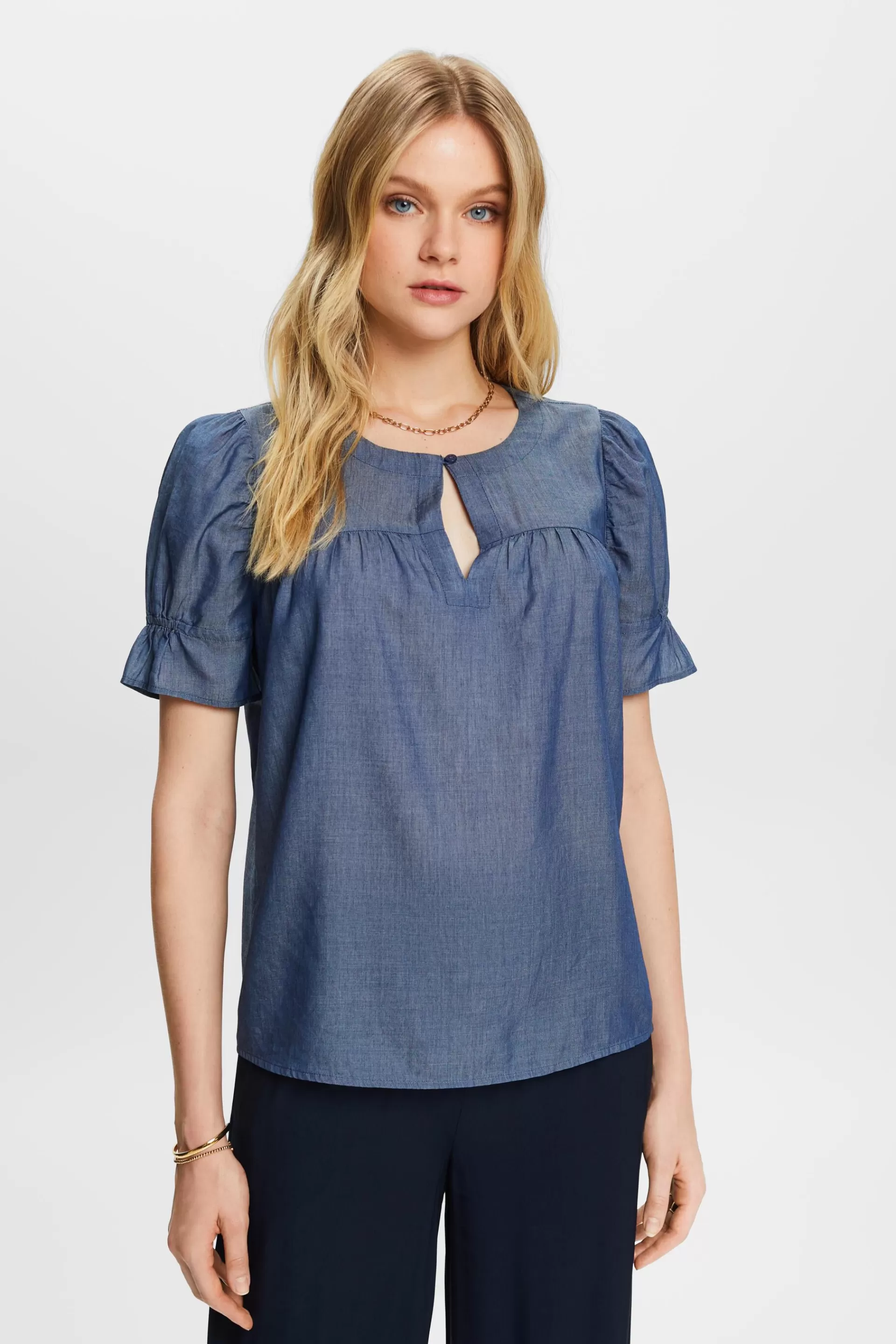 Bluse in Denim-Optik-ESPRIT Flash Sale