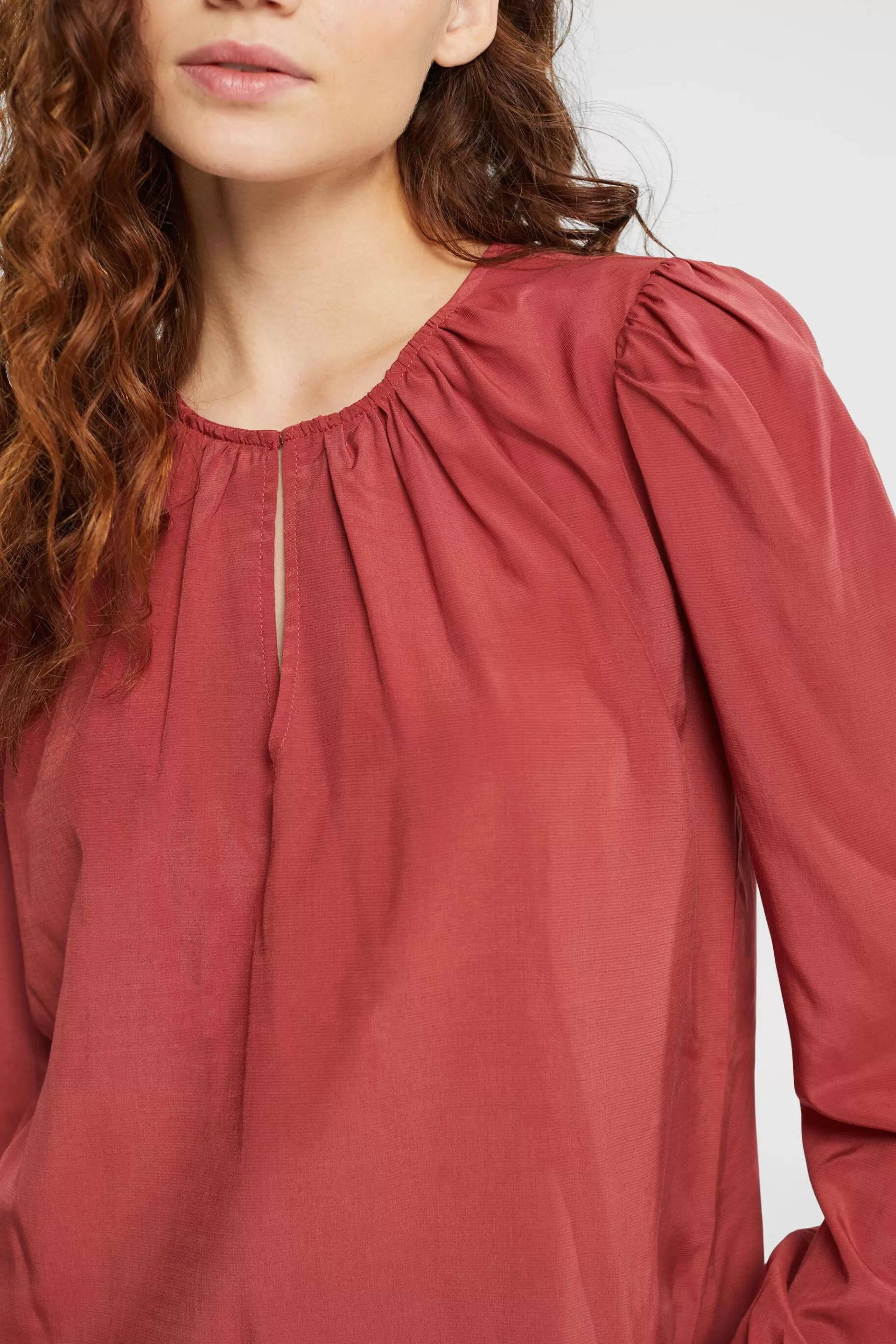 Bluse mit Keyhole-Detail, LENZING™ ECOVERO™-ESPRIT Cheap
