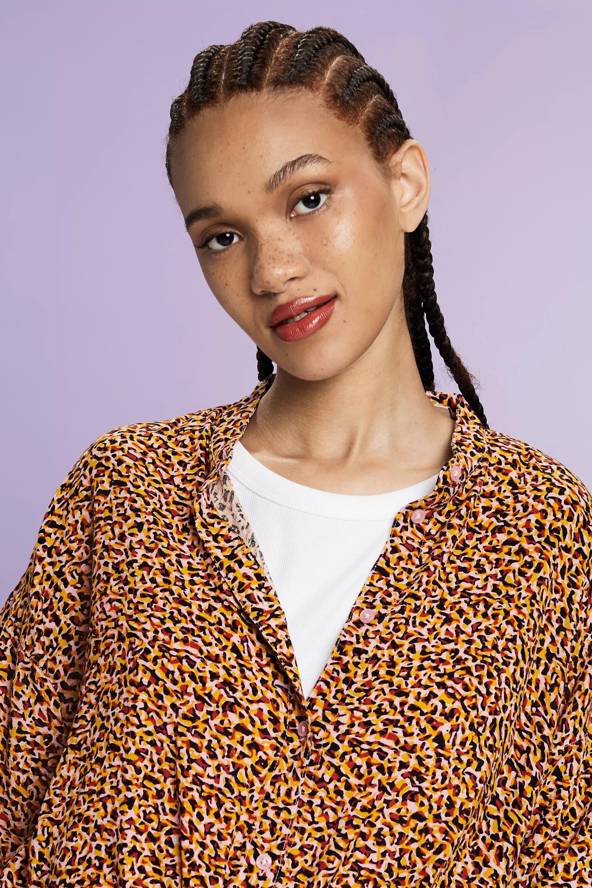 Bluse mit Muster, LENZING™ ECOVERO™-ESPRIT New
