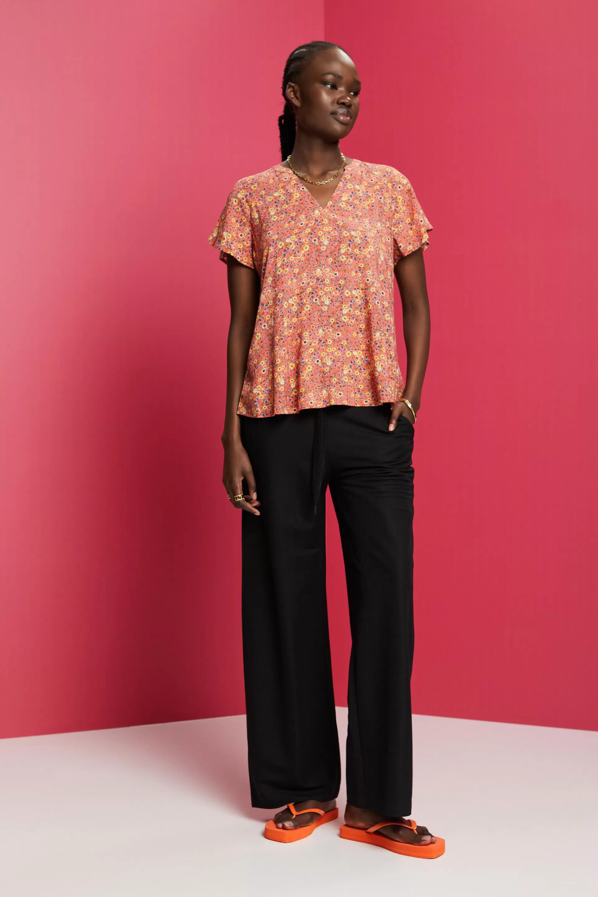 Bluse mit Muster, LENZING™ ECOVERO™-ESPRIT Online