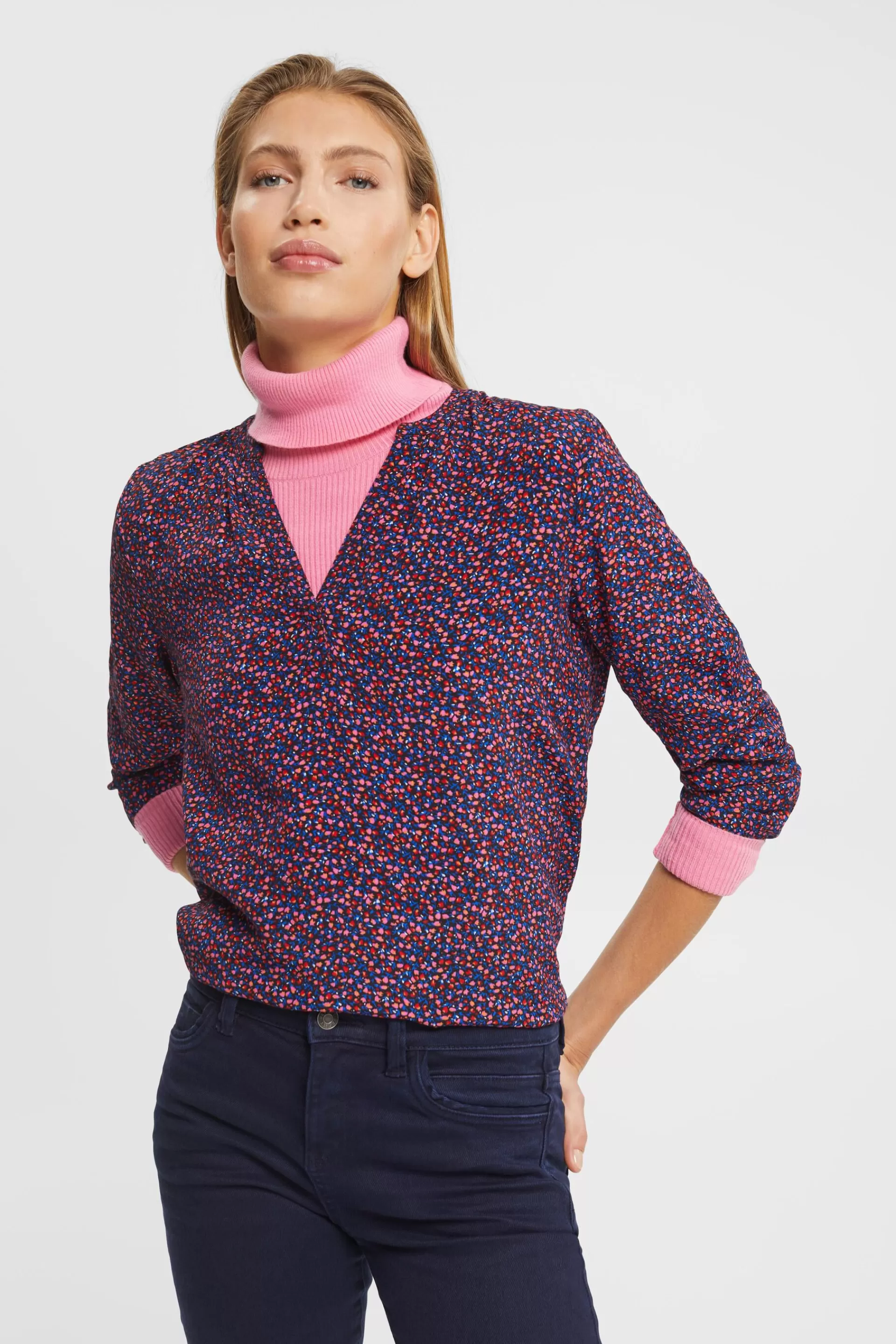 Bluse mit Muster, LENZING™ ECOVERO™-ESPRIT Discount