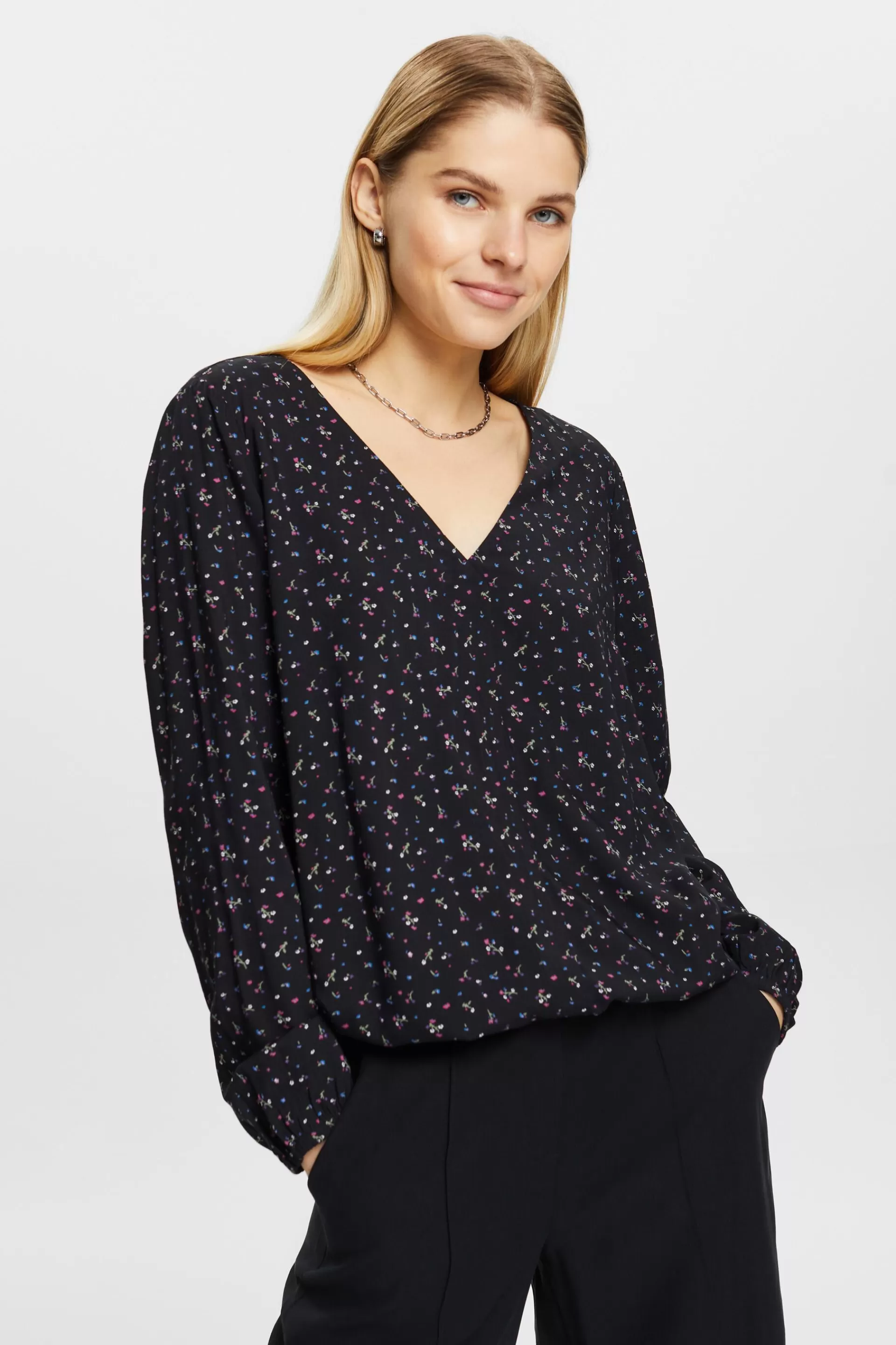 Bluse mit Muster, LENZING™ ECOVERO™-ESPRIT Store