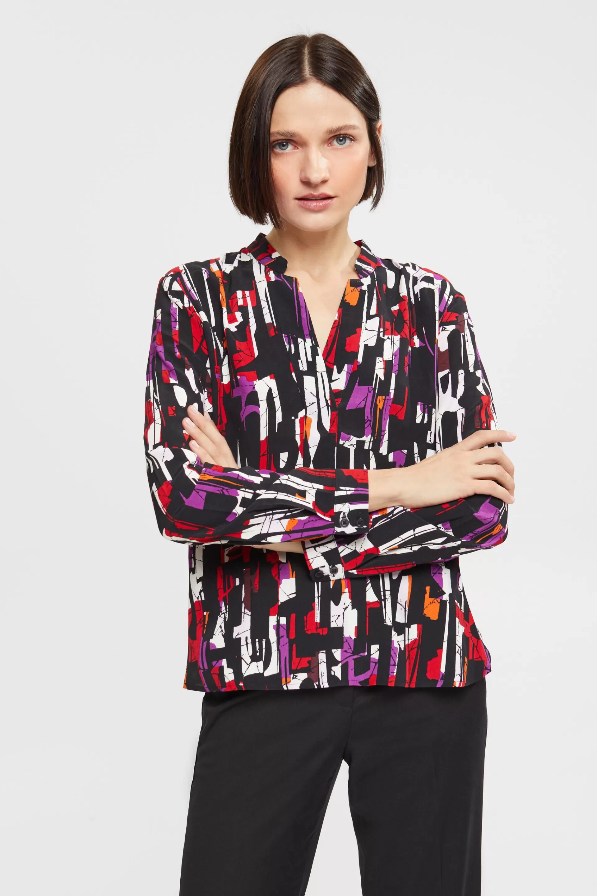 Bluse mit Muster, LENZING™ ECOVERO™-ESPRIT Discount