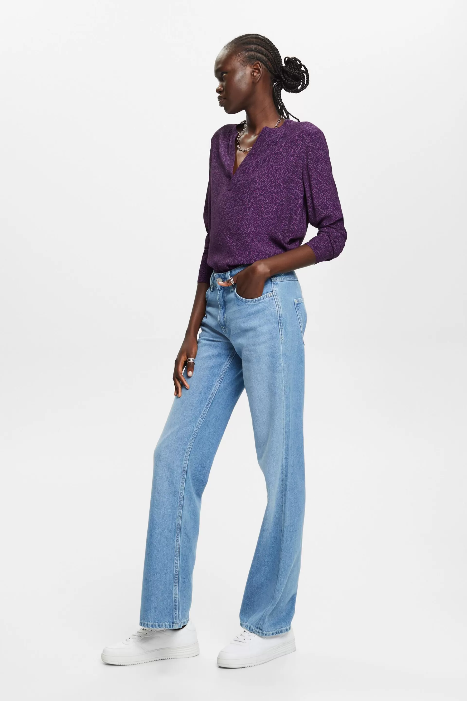 Bluse mit Muster, LENZING™ ECOVERO™-ESPRIT Discount