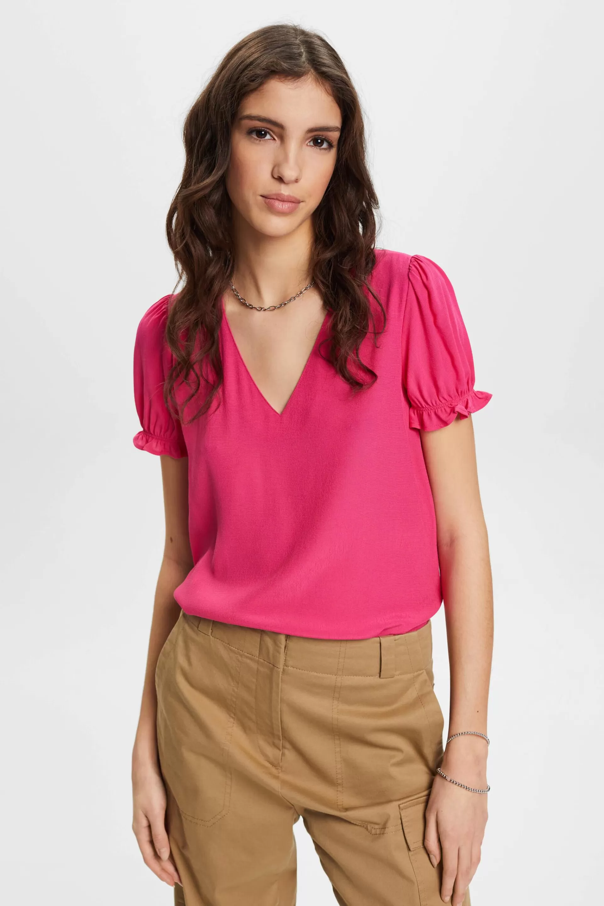Bluse mit V-Ausschnitt-ESPRIT Fashion