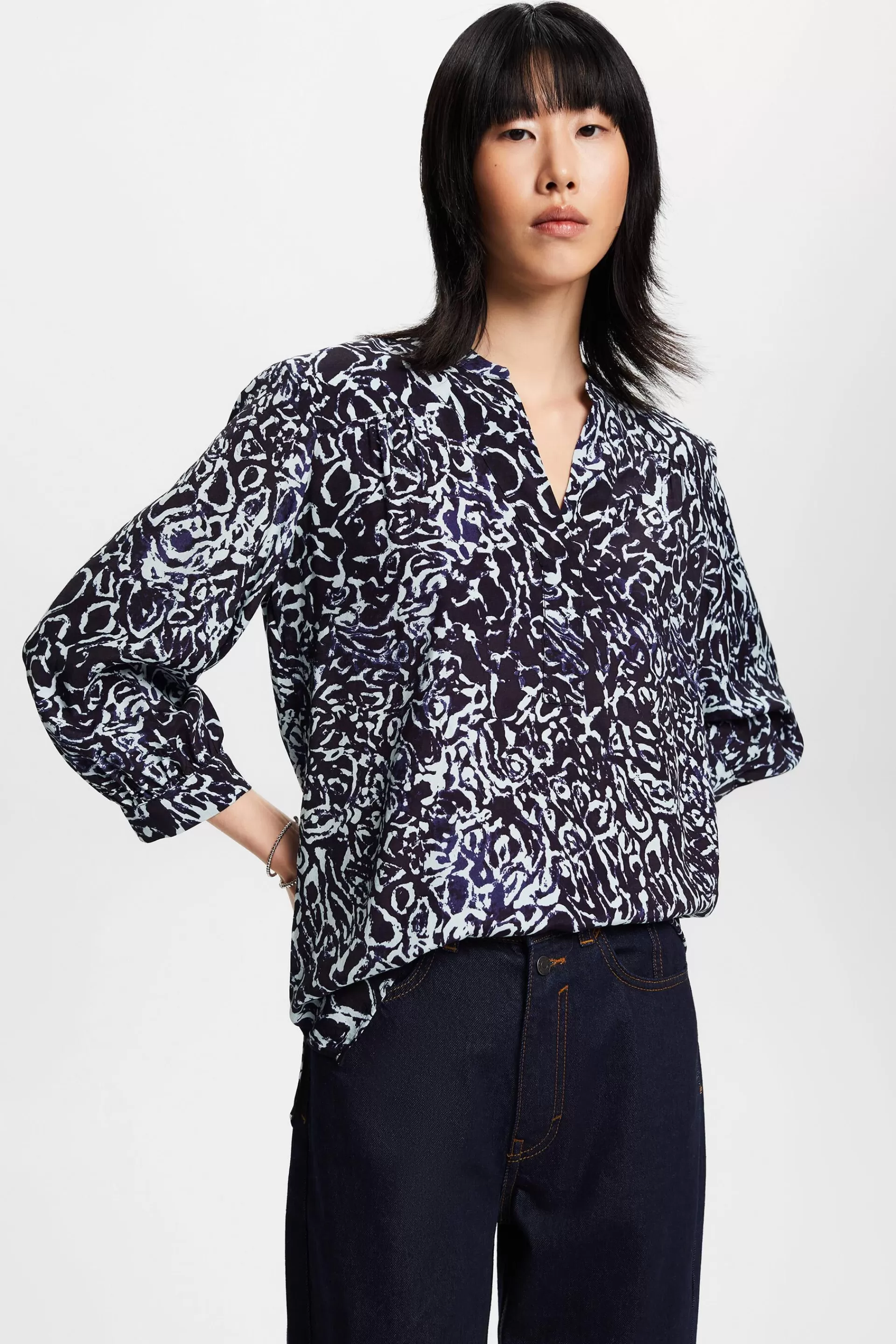 Blusen-Shirt mit Allover-Print-ESPRIT Discount