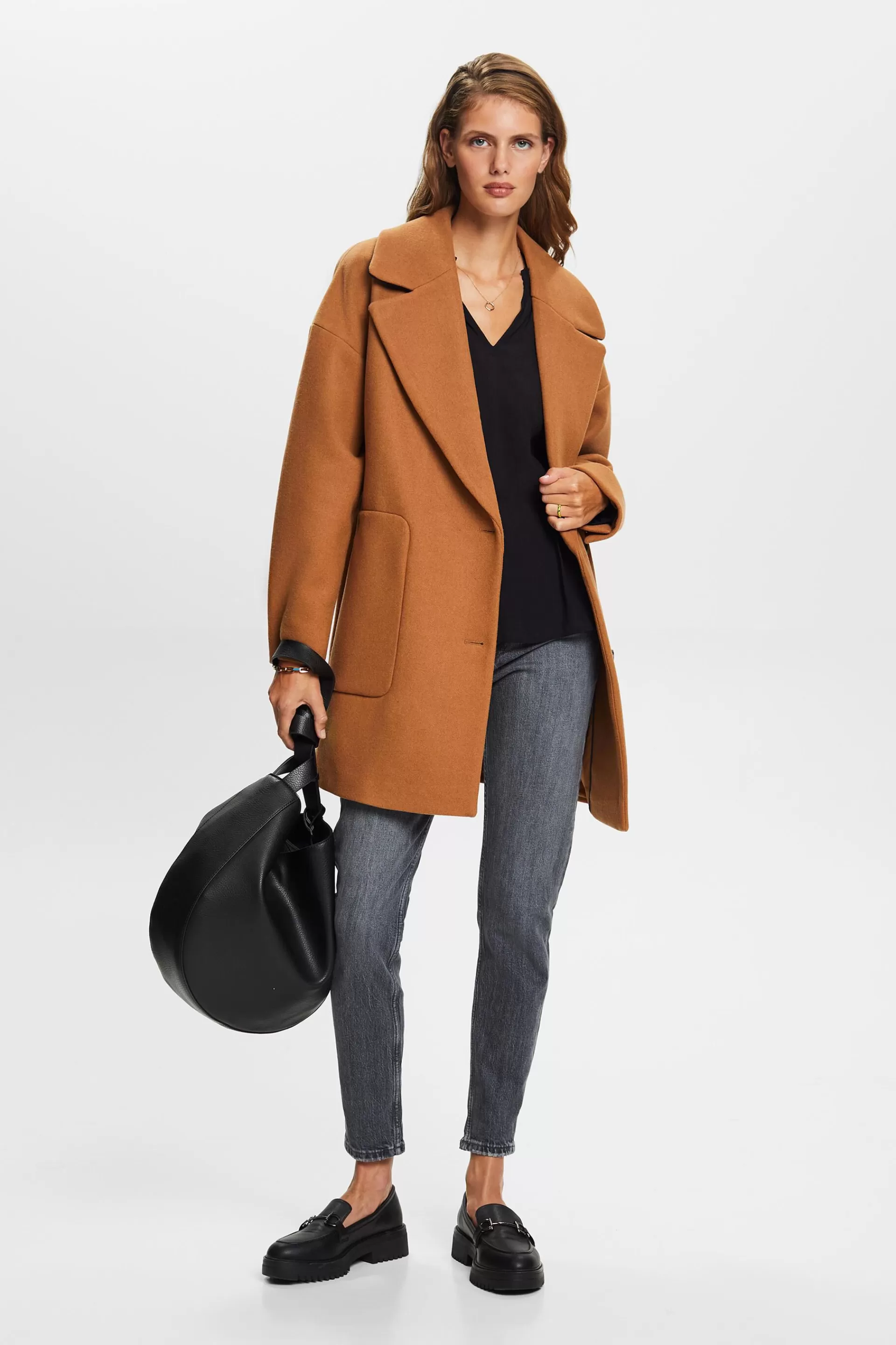 Crêpe-Bluse mit V-Ausschnitt-ESPRIT New