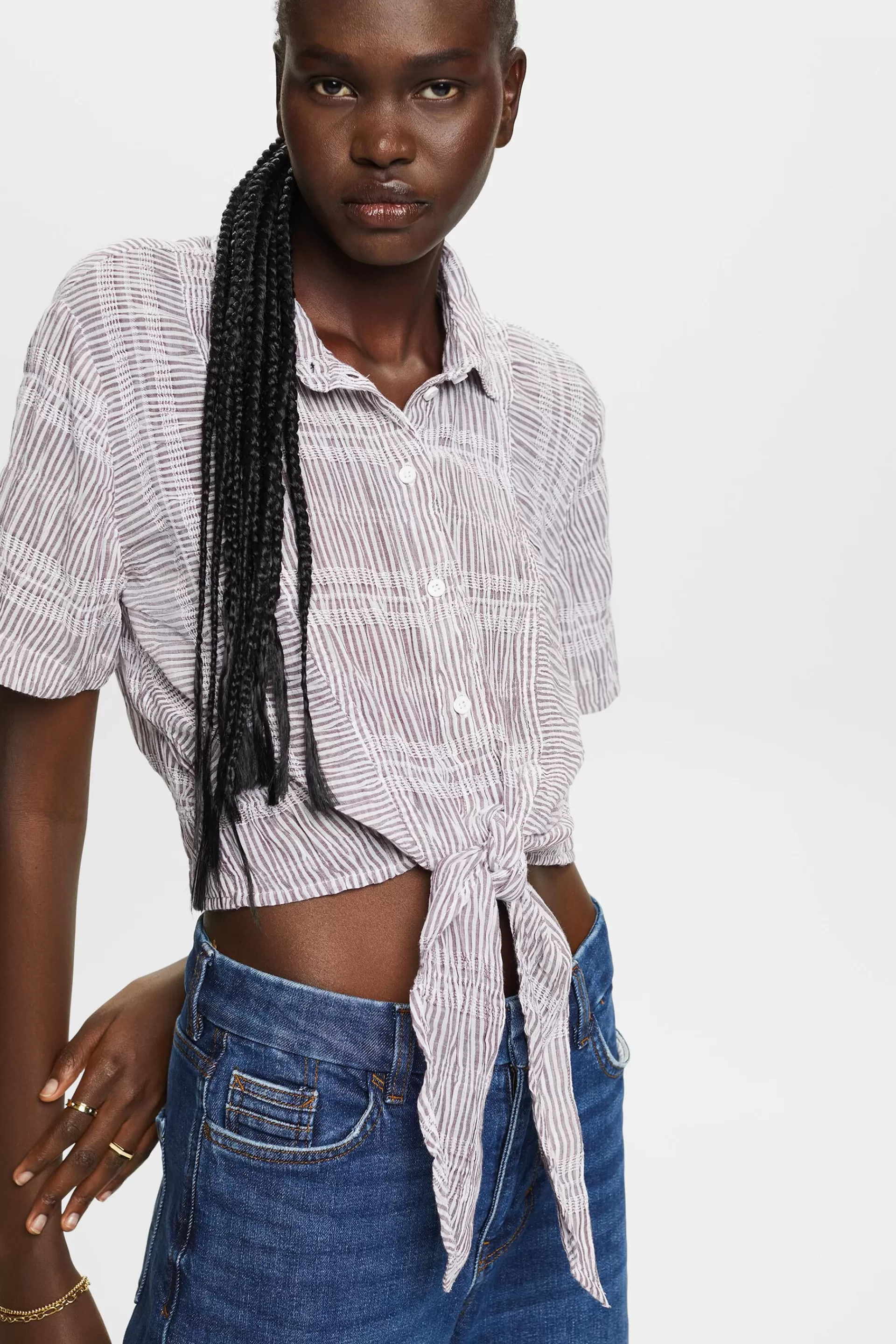 Cropped-Hemd mit Binde-Detail-ESPRIT New