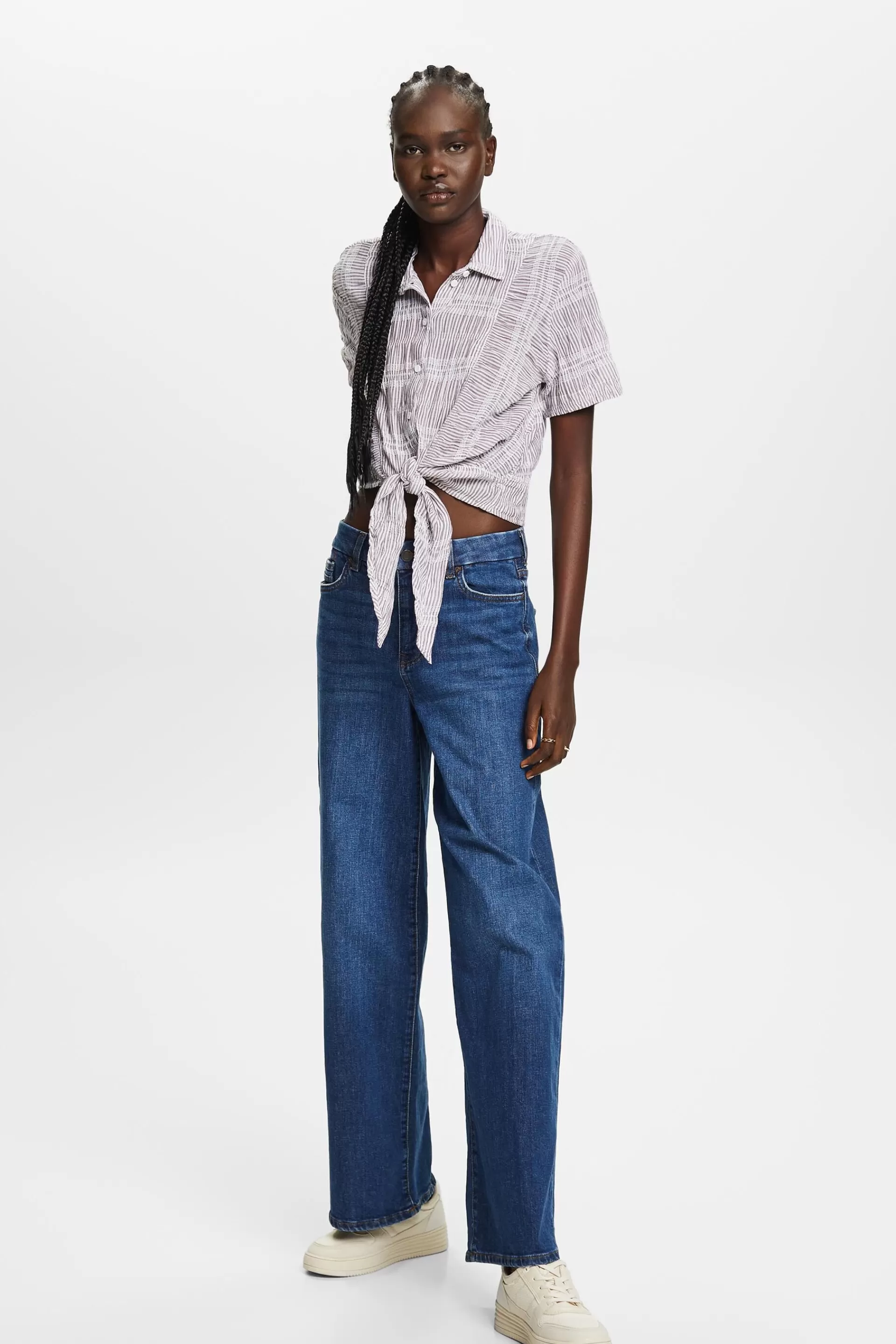 Cropped-Hemd mit Binde-Detail-ESPRIT New