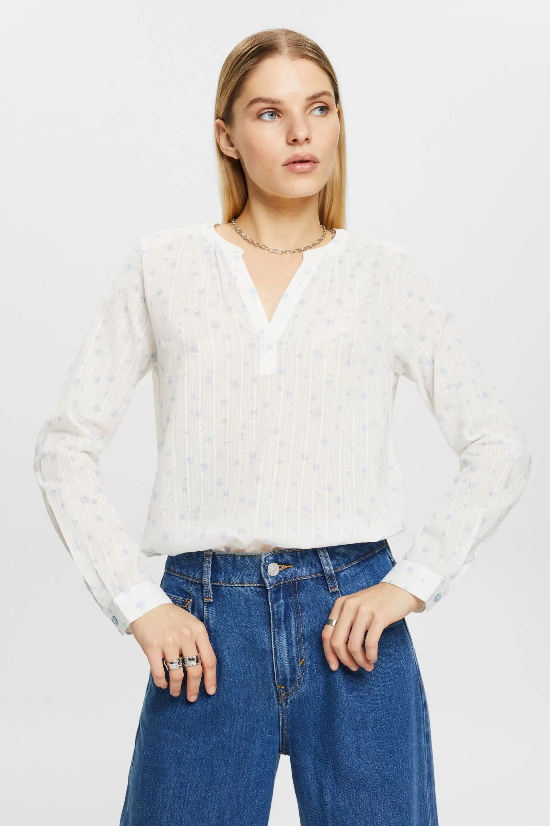 Dobby-Bluse mit Blumenprint-ESPRIT Outlet