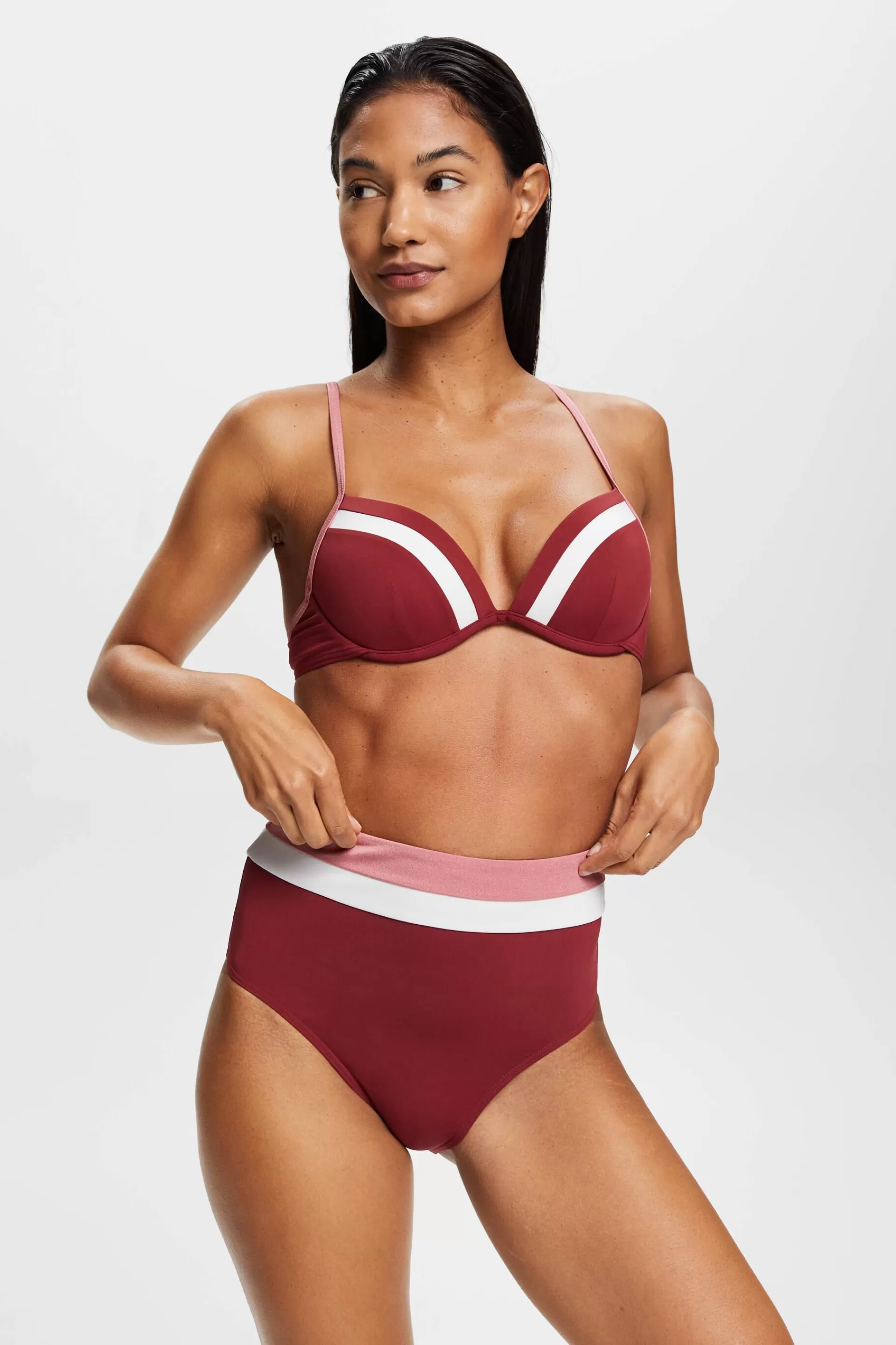 Dreifarbige Bikinihose mit hohem Bund-ESPRIT Fashion