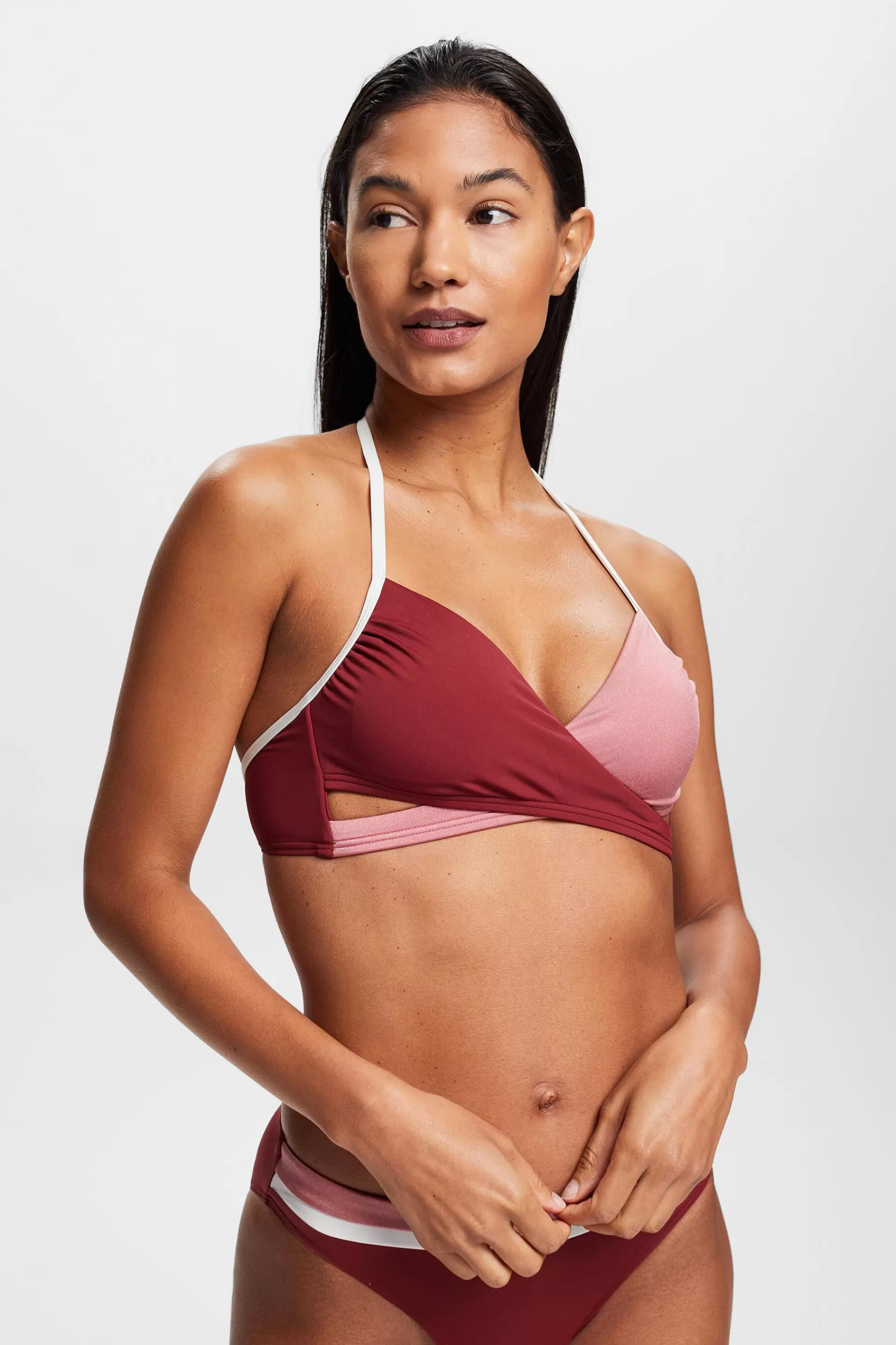 Dreifarbiges, wattiertes Bikinitop im Wickel-Look-ESPRIT Flash Sale