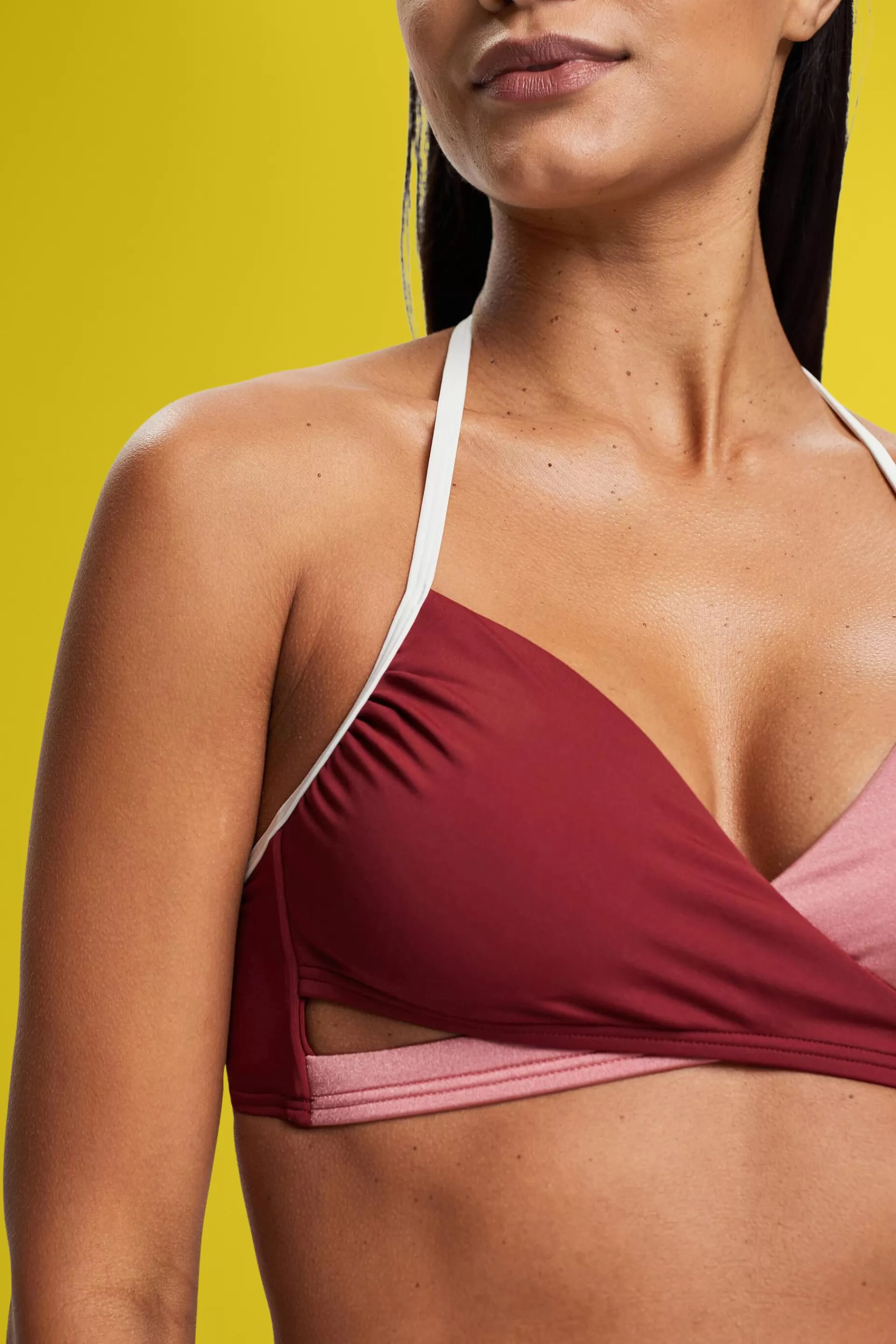 Dreifarbiges, wattiertes Bikinitop im Wickel-Look-ESPRIT Flash Sale