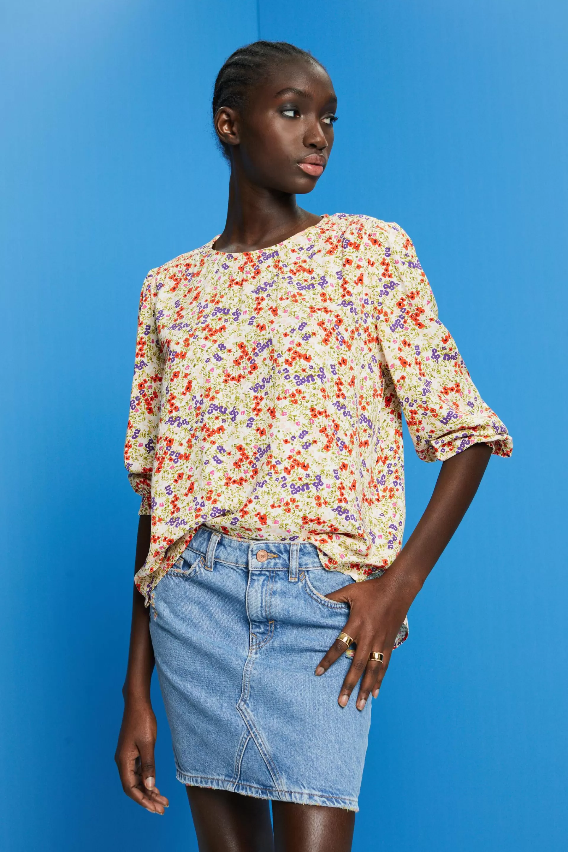 Florale Bluse mit 3/4-Ärmeln-ESPRIT Cheap