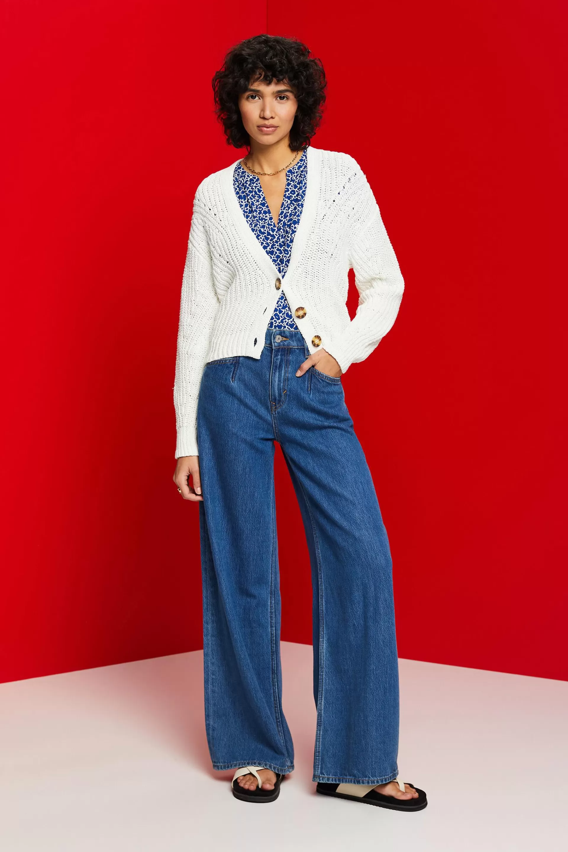 Florale Bluse mit V-Ausschnitt-ESPRIT Online