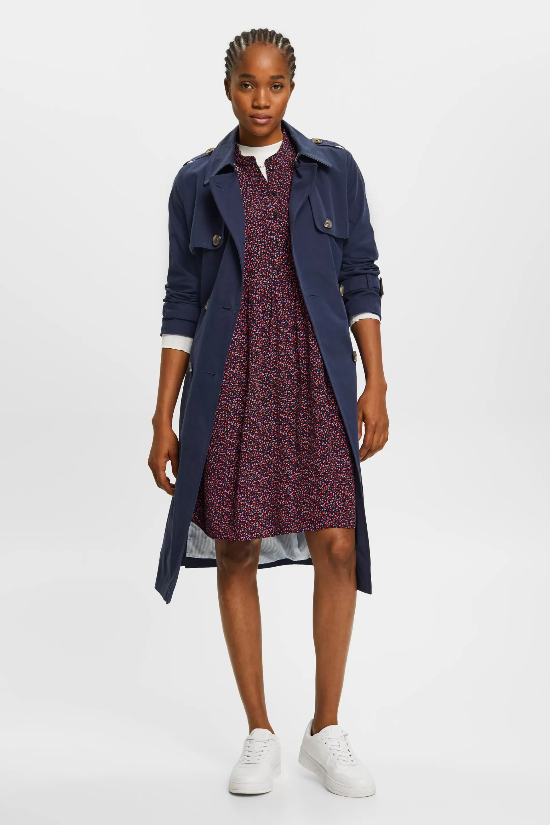 Florales Midikleid mit Knöpfen-ESPRIT Flash Sale