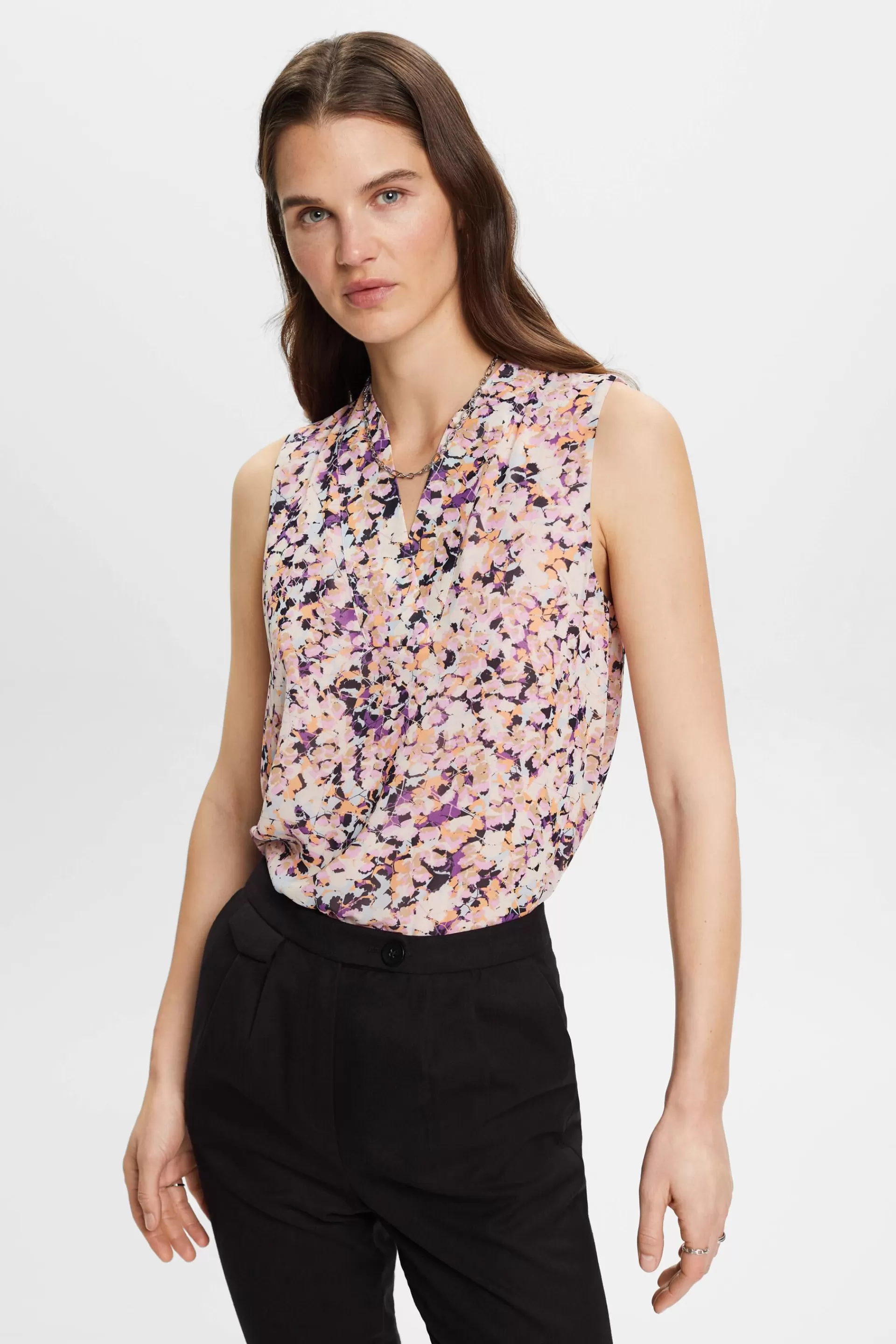 Florales Top aus Crêpe-Chiffon-ESPRIT Discount