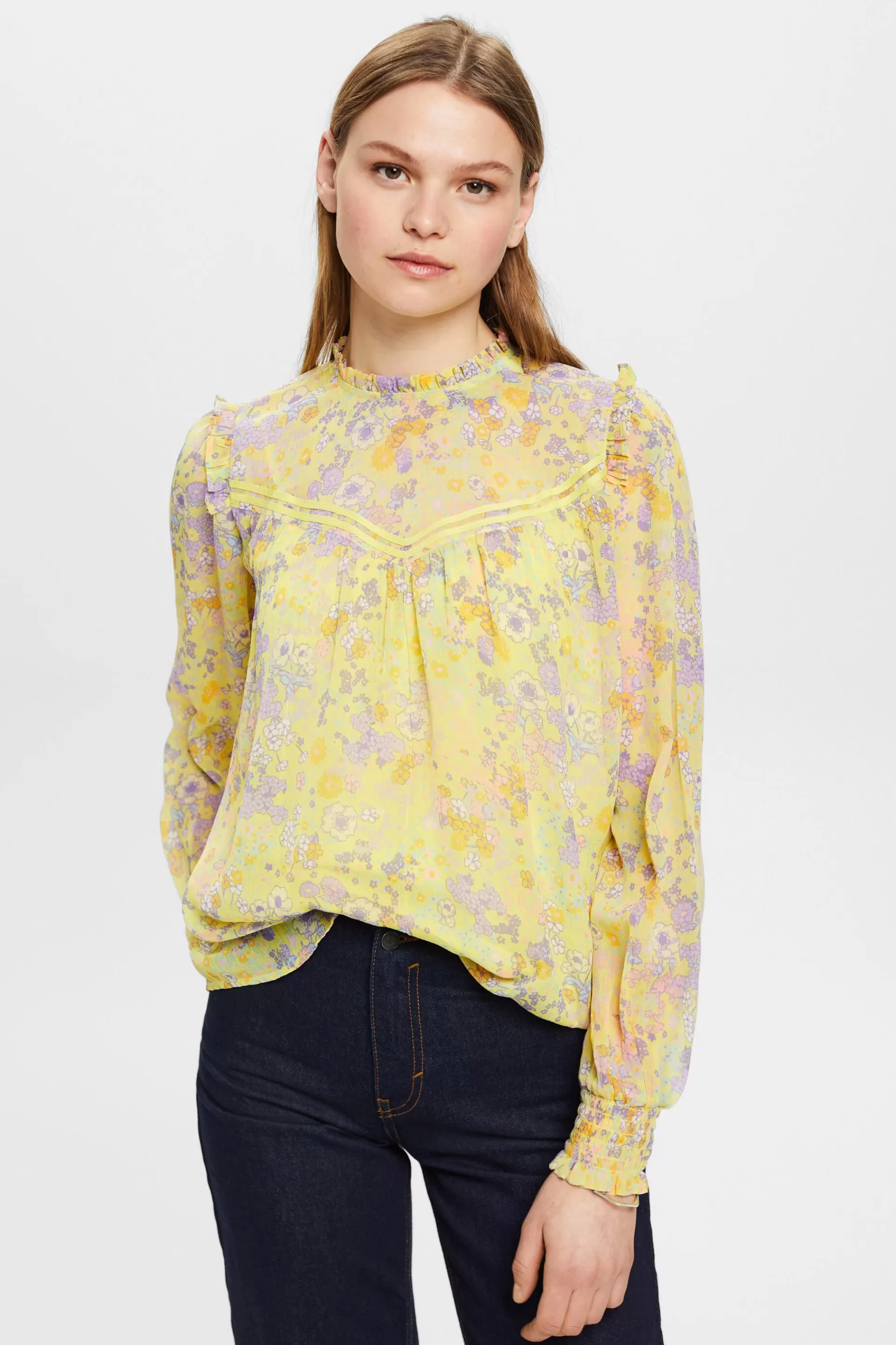 Geblümte Chiffonbluse mit Rüschen-ESPRIT Best Sale