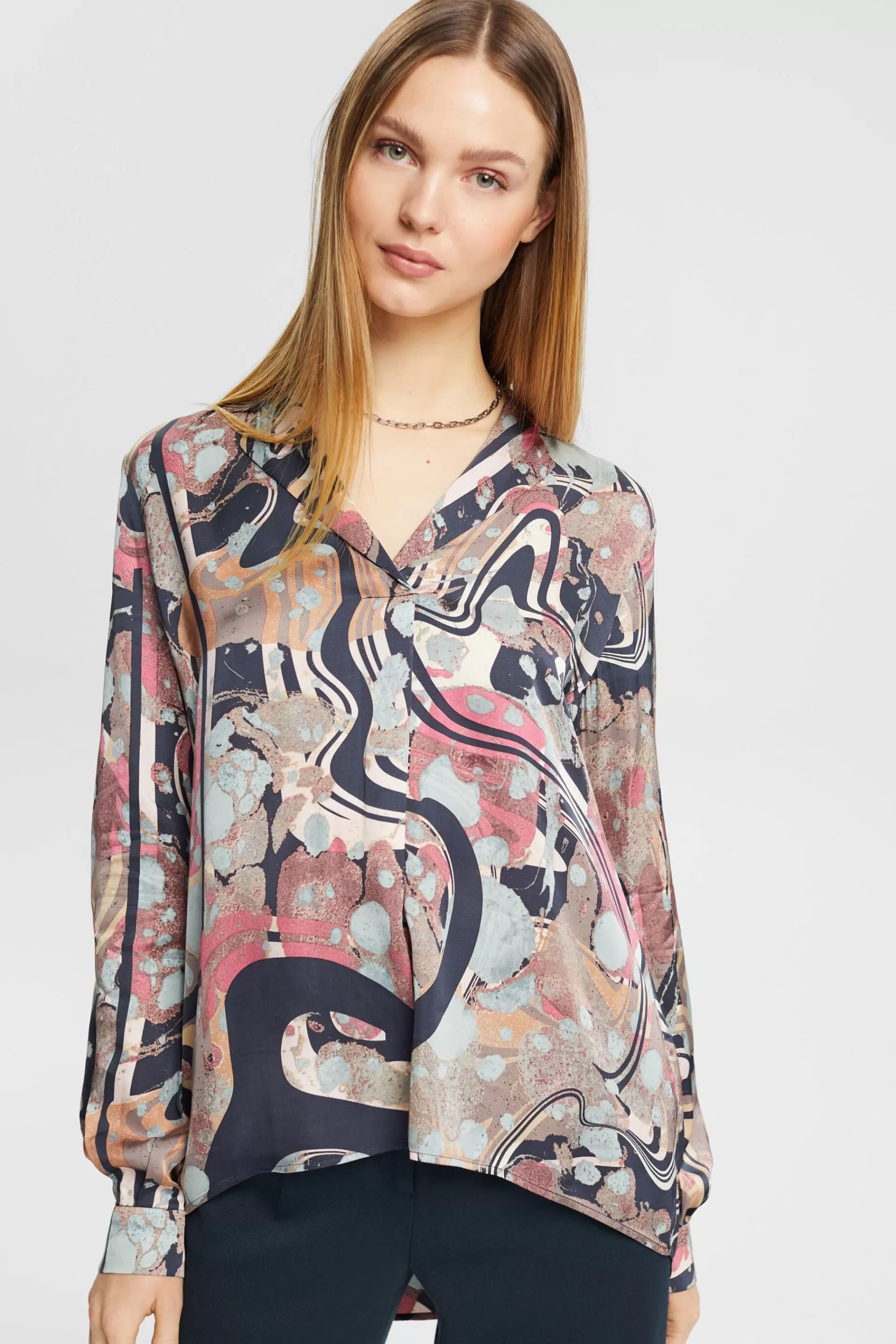 Gemusterte Bluse in Satinoptik-ESPRIT Outlet