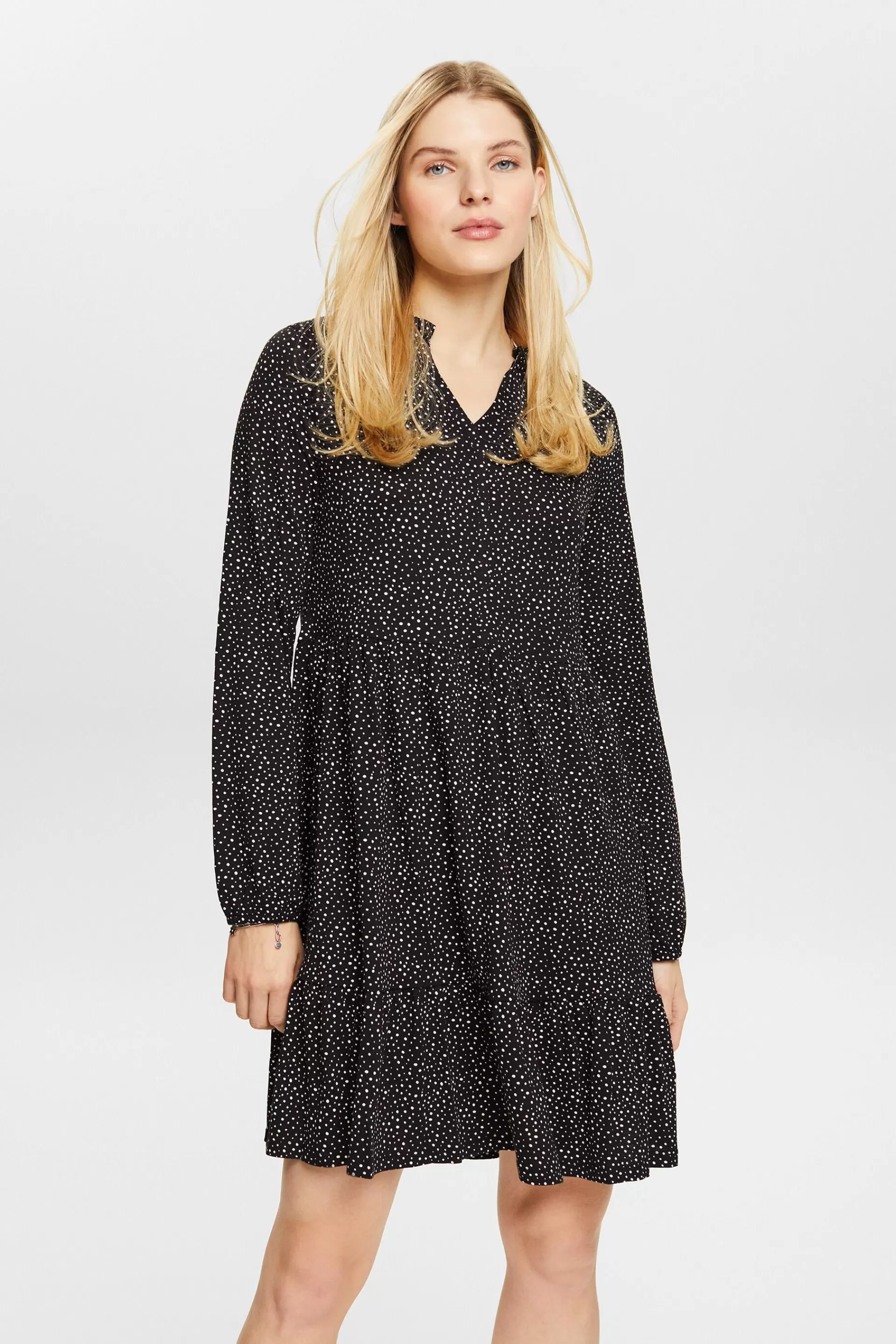 Gemustertes Kleid, LENZING™ECOVERO™-ESPRIT Outlet