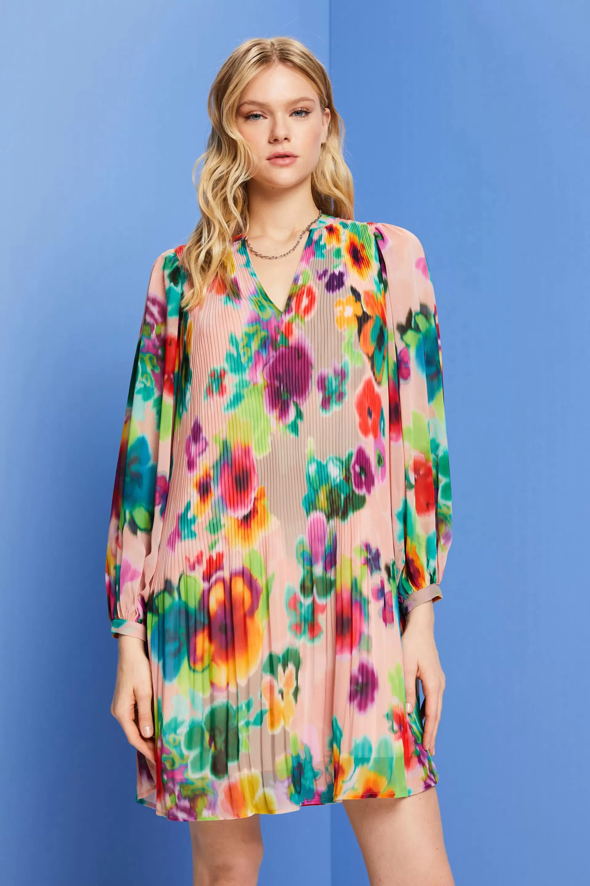 Gemustertes Plissee-Minikleid-ESPRIT Store