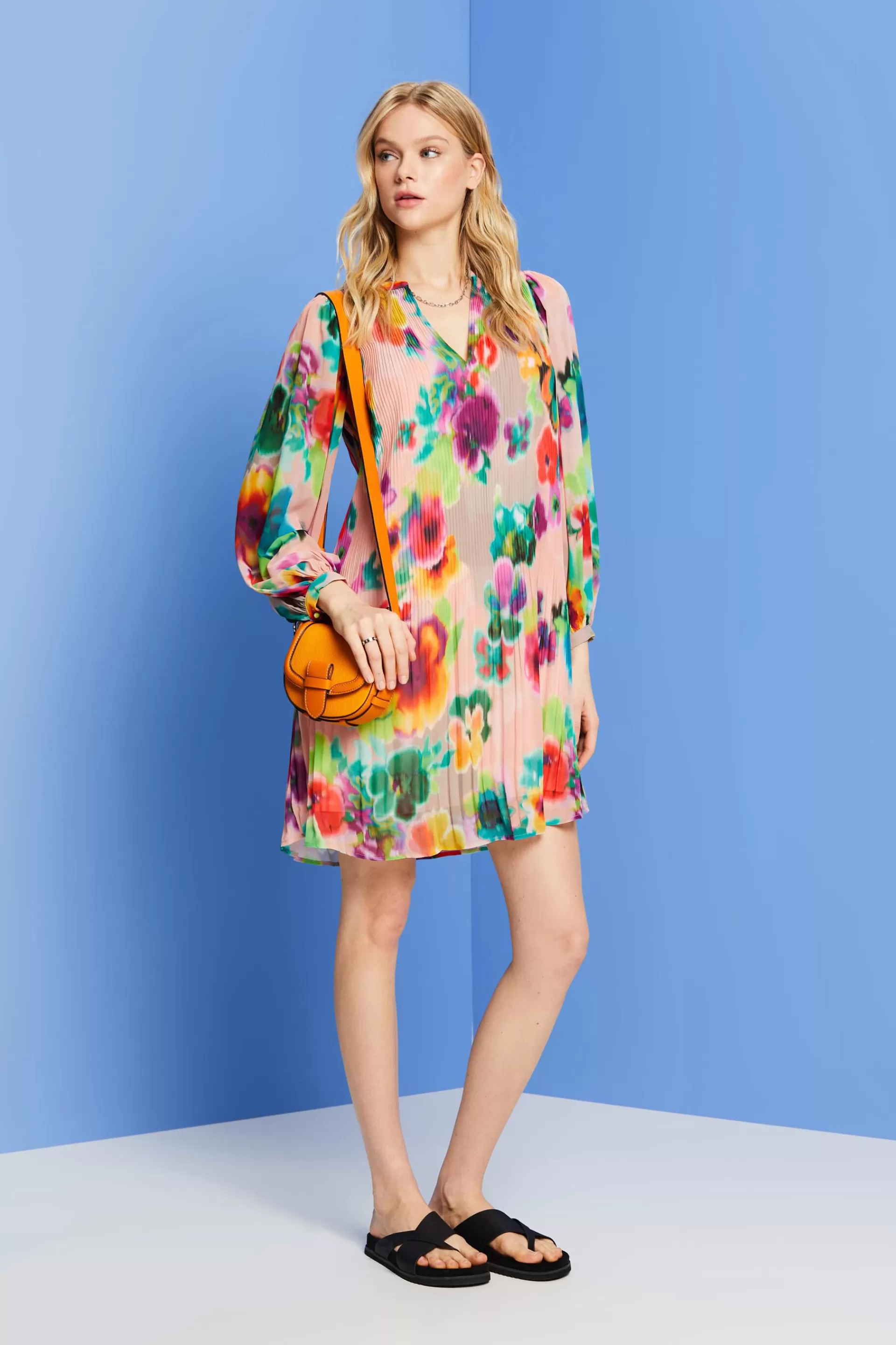 Gemustertes Plissee-Minikleid-ESPRIT Store
