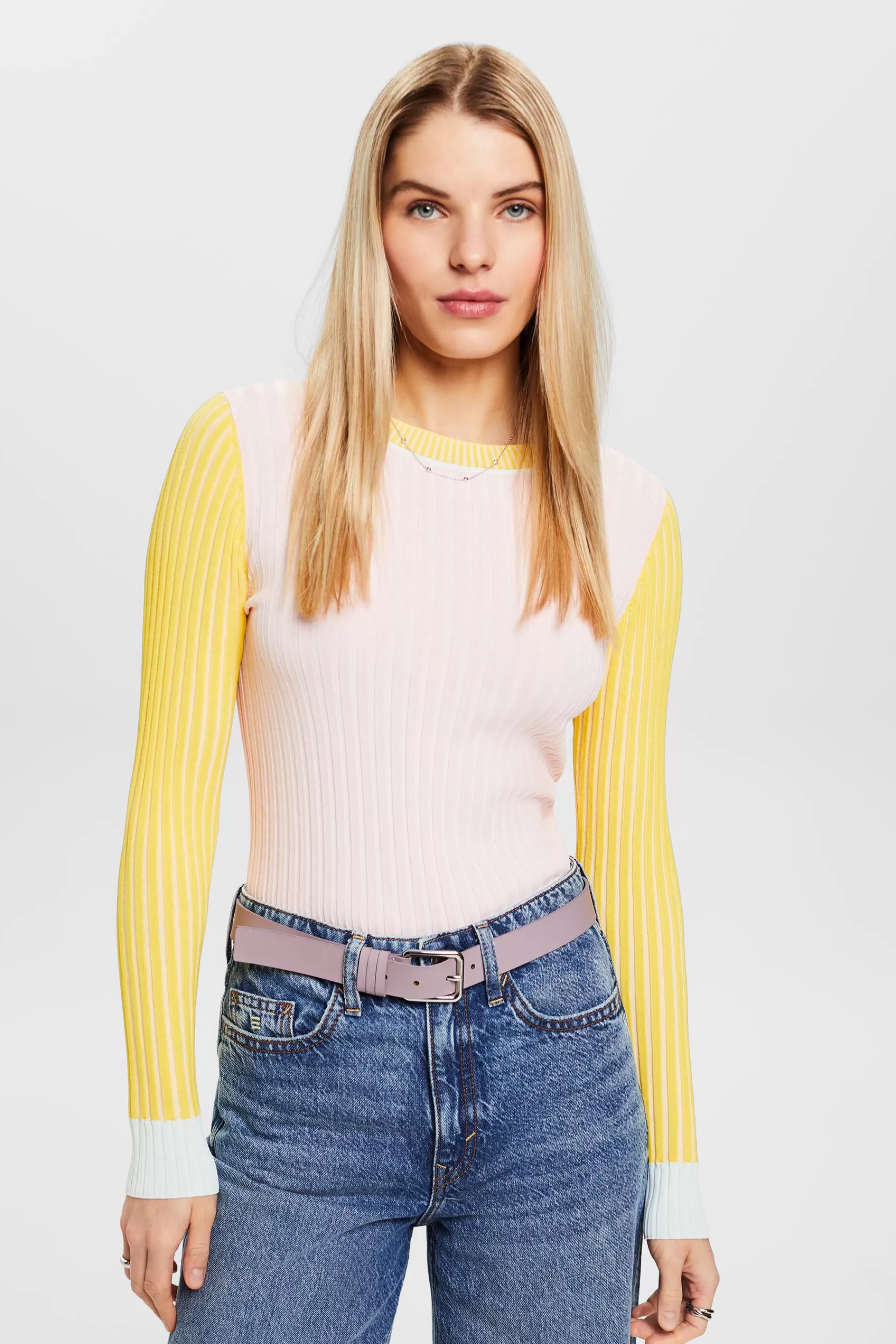 Gerippter Pullover im Colour-Blocking-Design-ESPRIT Best