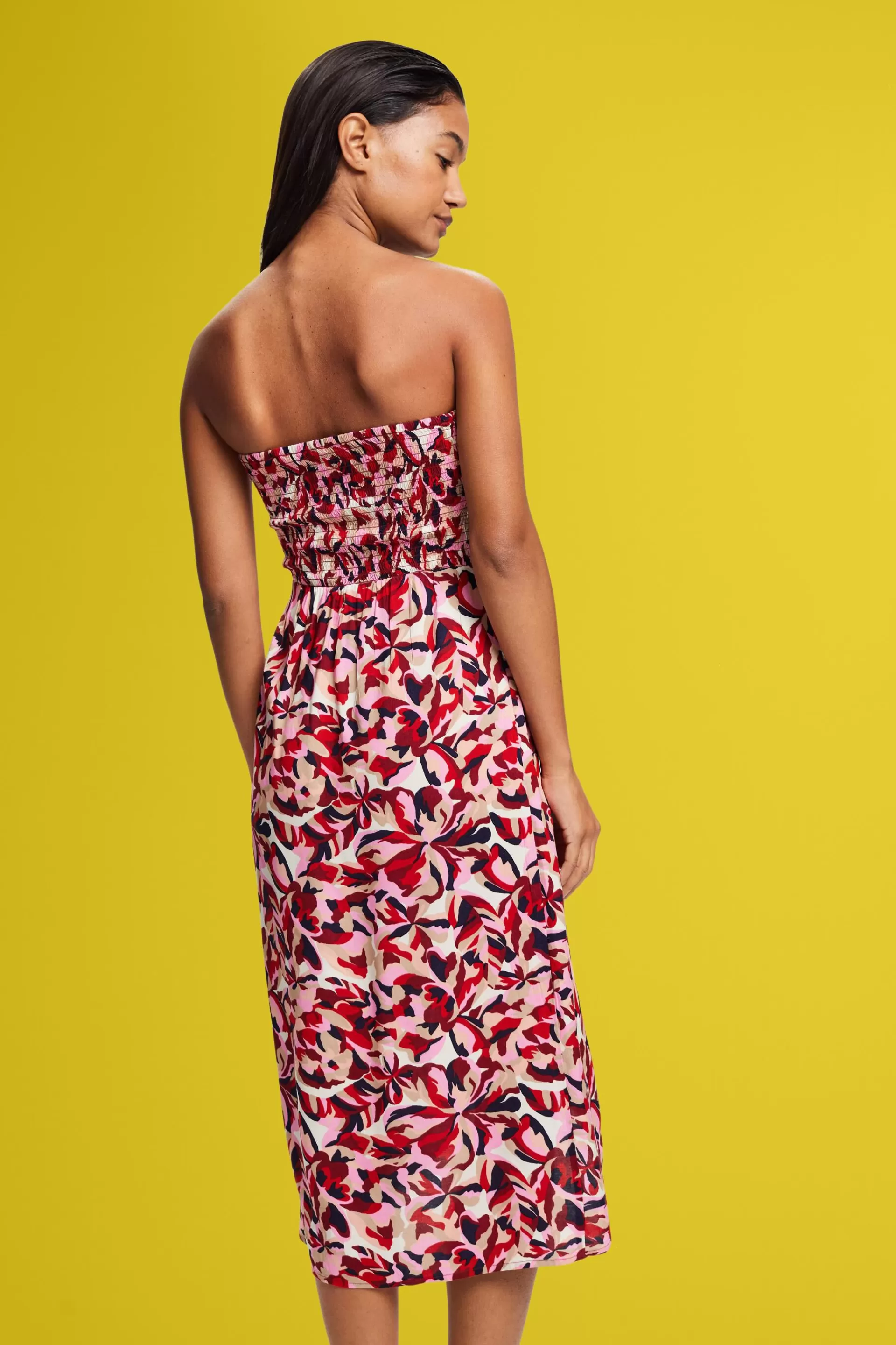Gesmoktes Midi-Schlauchkleid mit Blumenmuster-ESPRIT Clearance