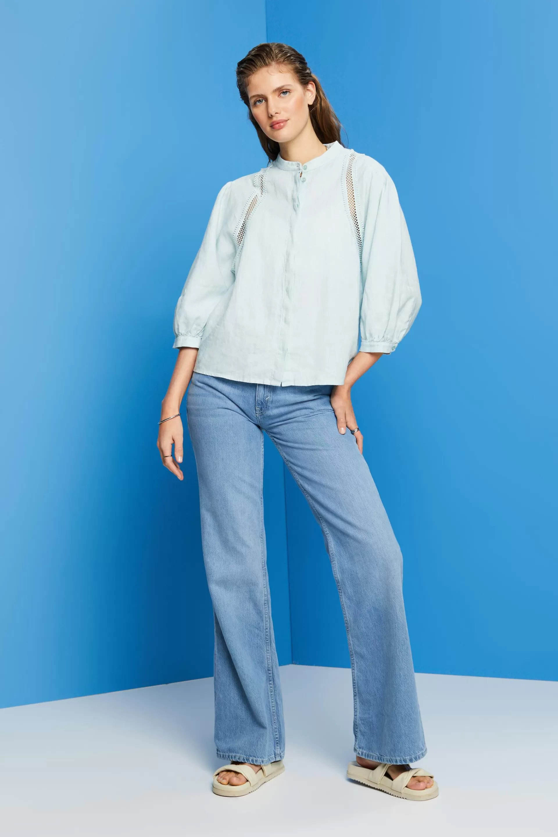 Gewebte Leinenbluse-ESPRIT Shop