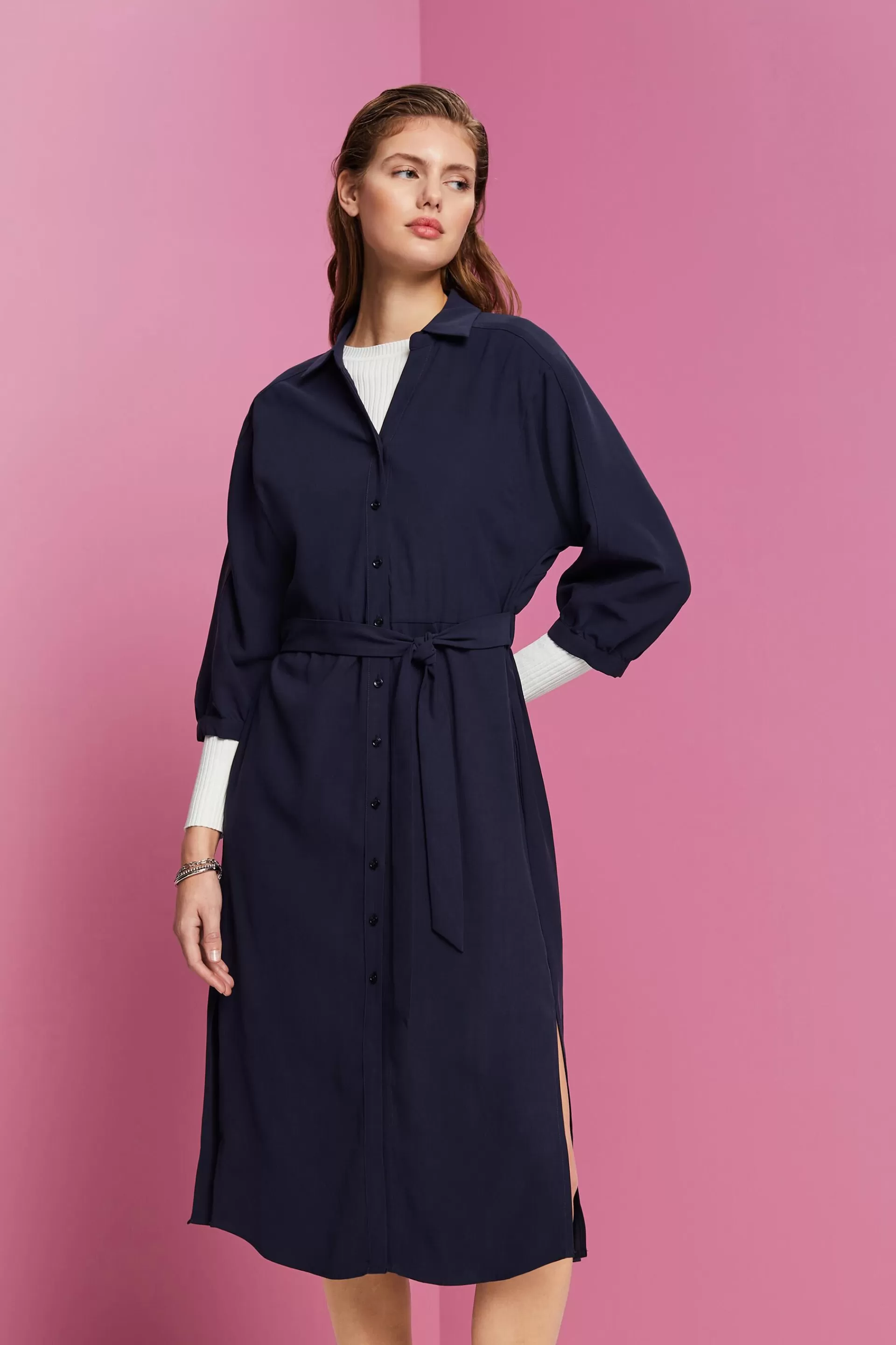 Gewebtes Midikleid im Hemdstil-ESPRIT Cheap