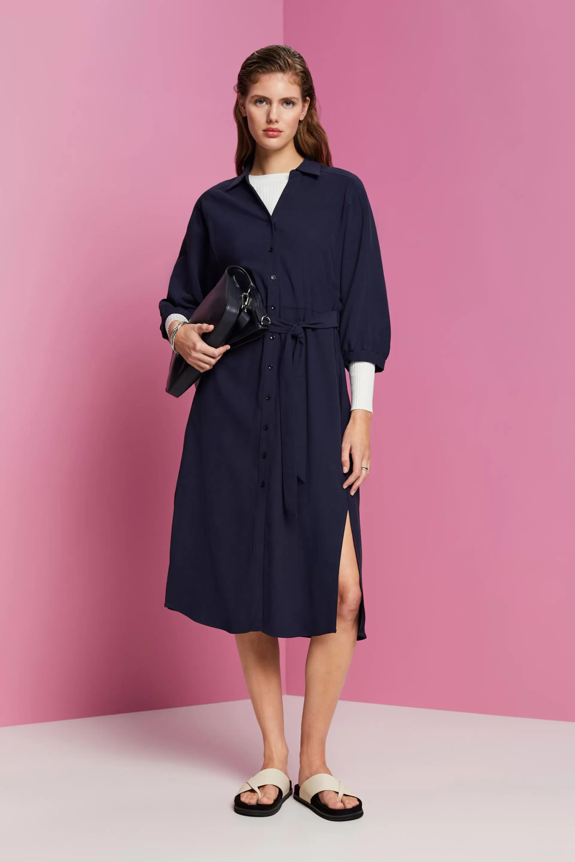 Gewebtes Midikleid im Hemdstil-ESPRIT Cheap