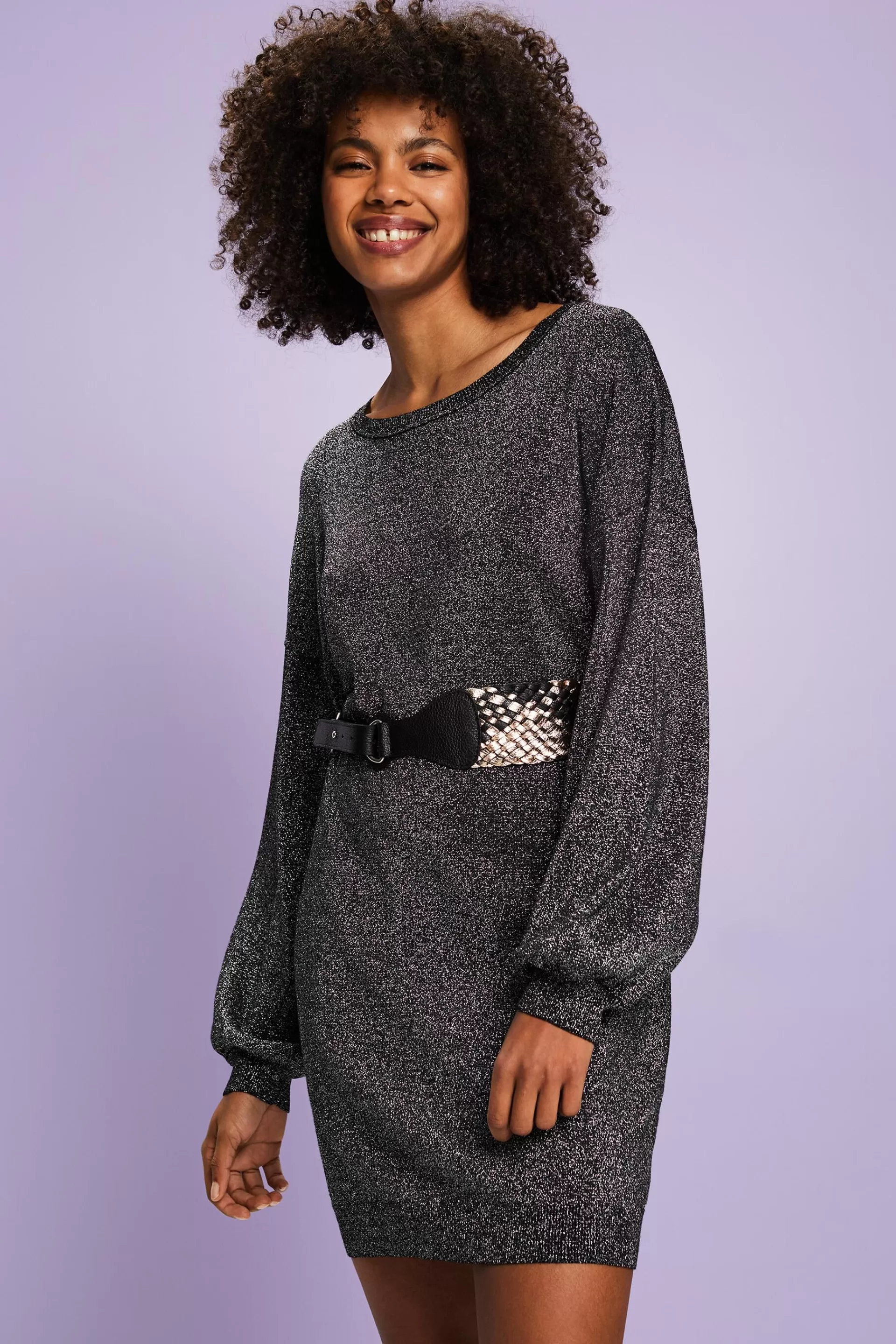 Glitzerndes Mini-Strickkleid, LENZING™ ECOVERO™-ESPRIT Flash Sale
