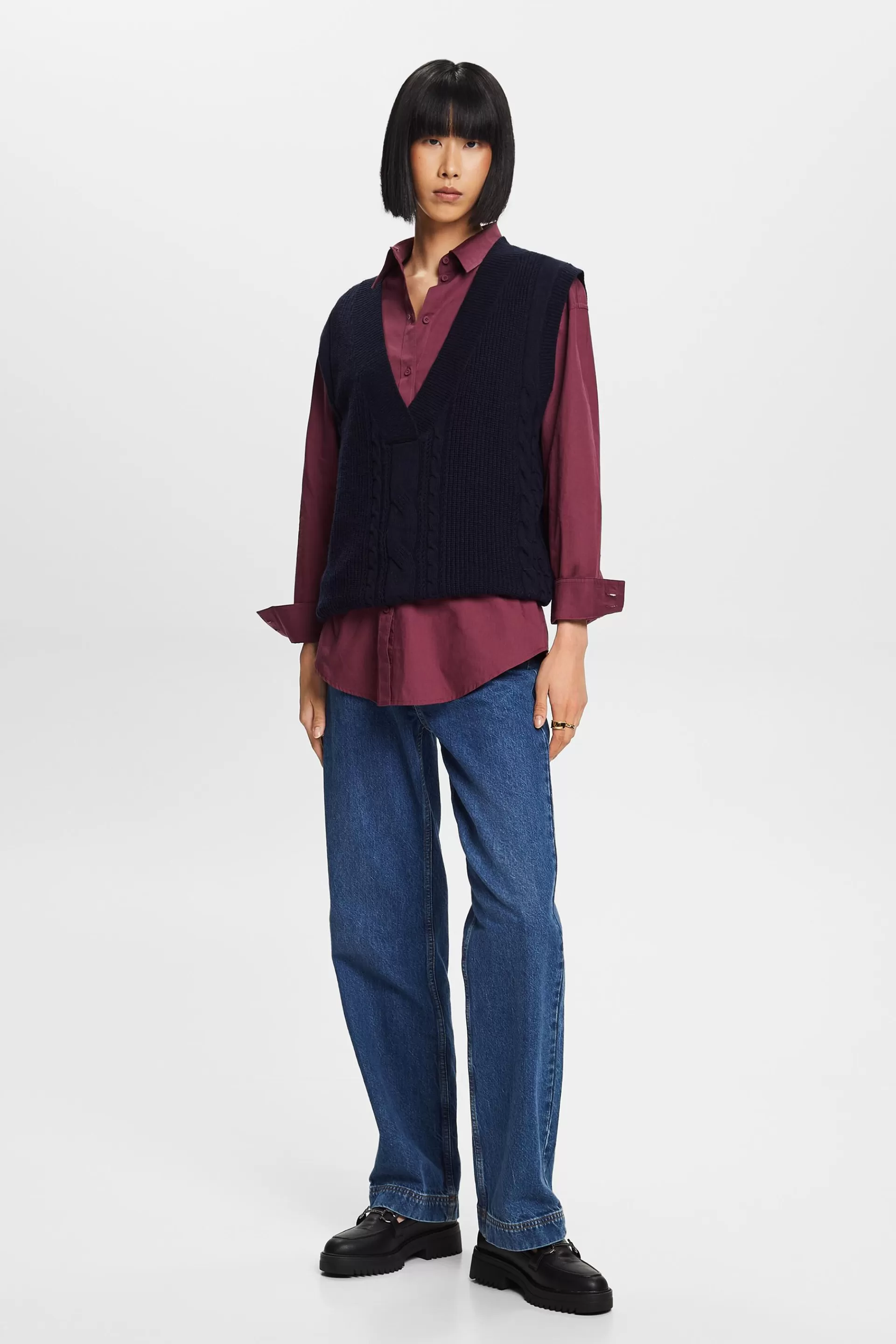 Hemdbluse aus Popeline, 100 % Baumwolle-ESPRIT New
