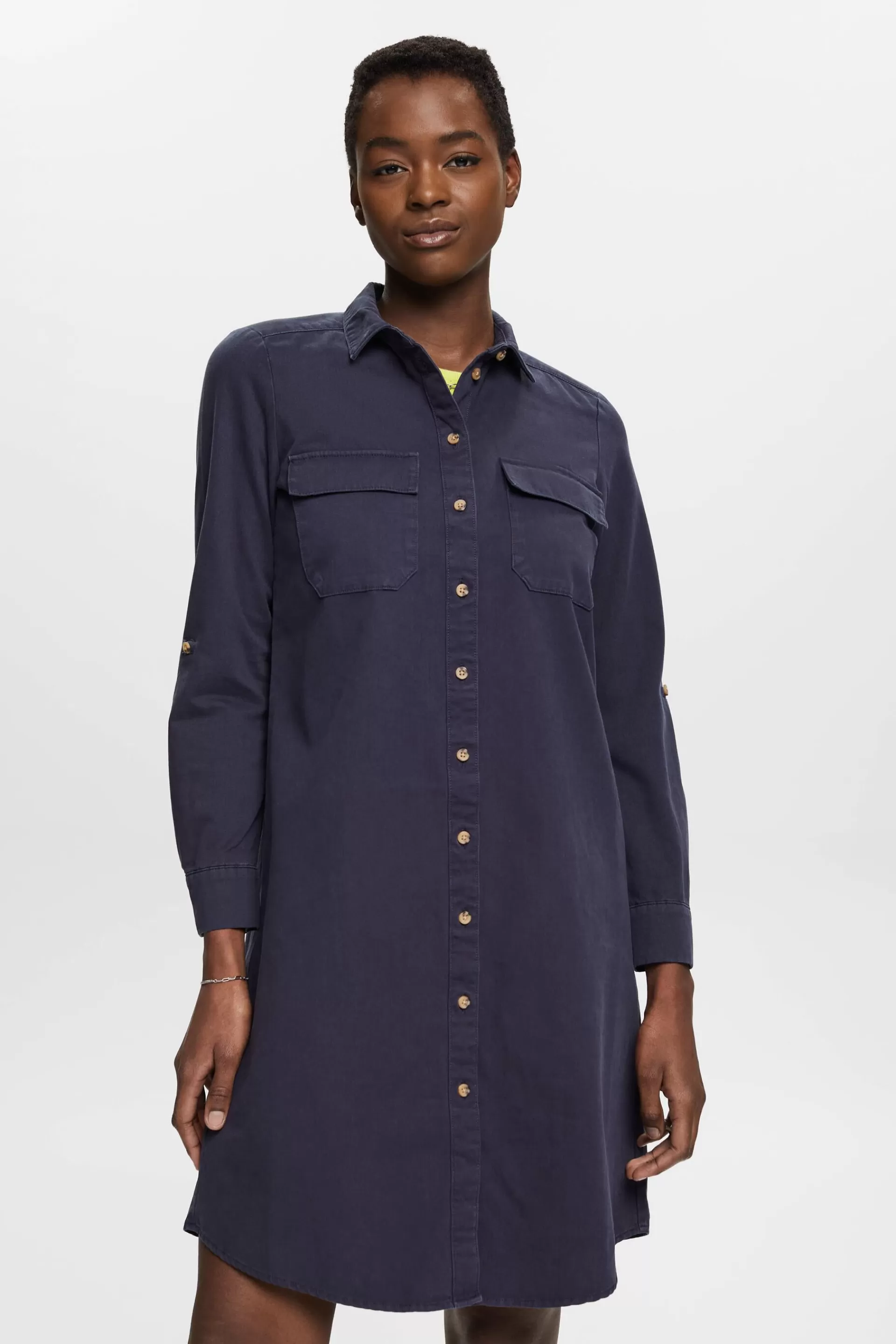 Hemdblusenkleid aus Baumwolle-ESPRIT Store