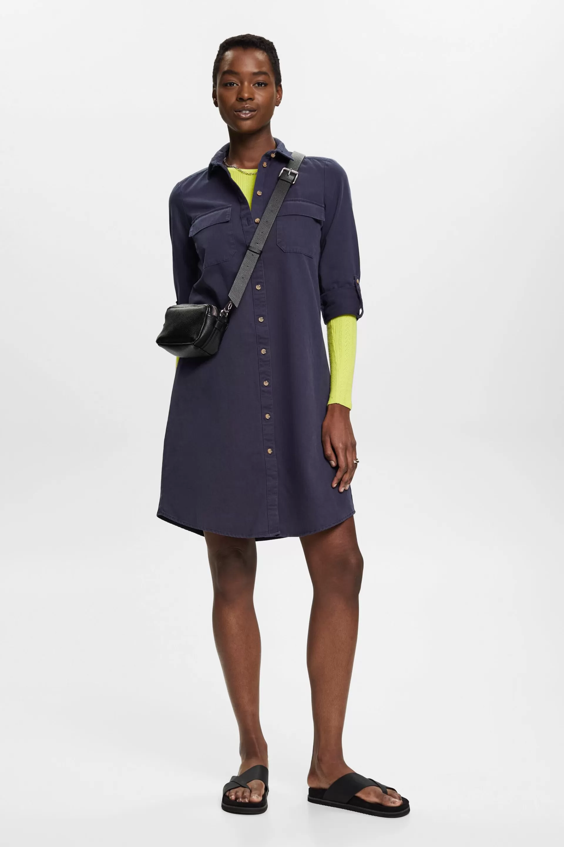Hemdblusenkleid aus Baumwolle-ESPRIT Store