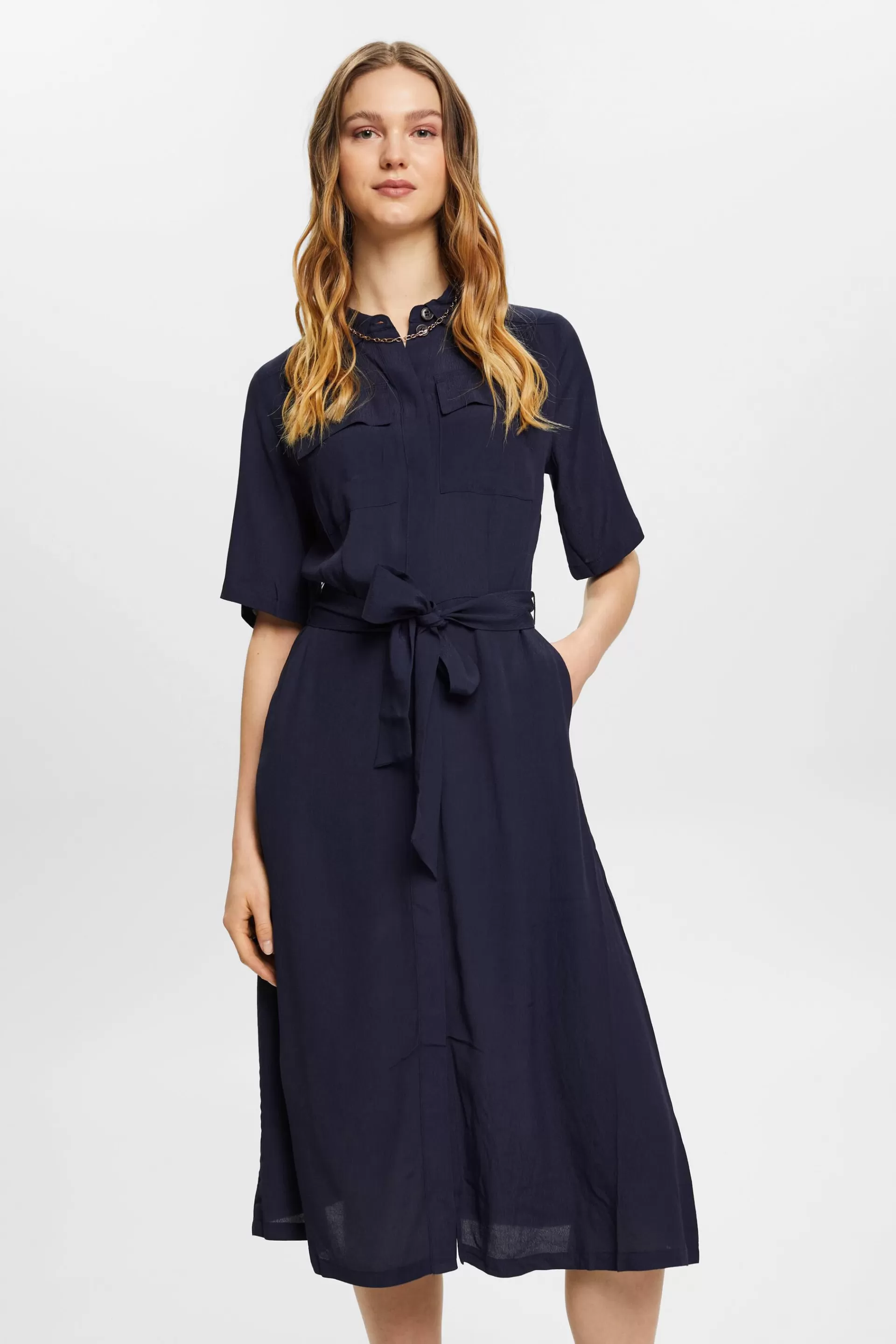 Hemdblusenkleid aus Crêpe-ESPRIT Discount