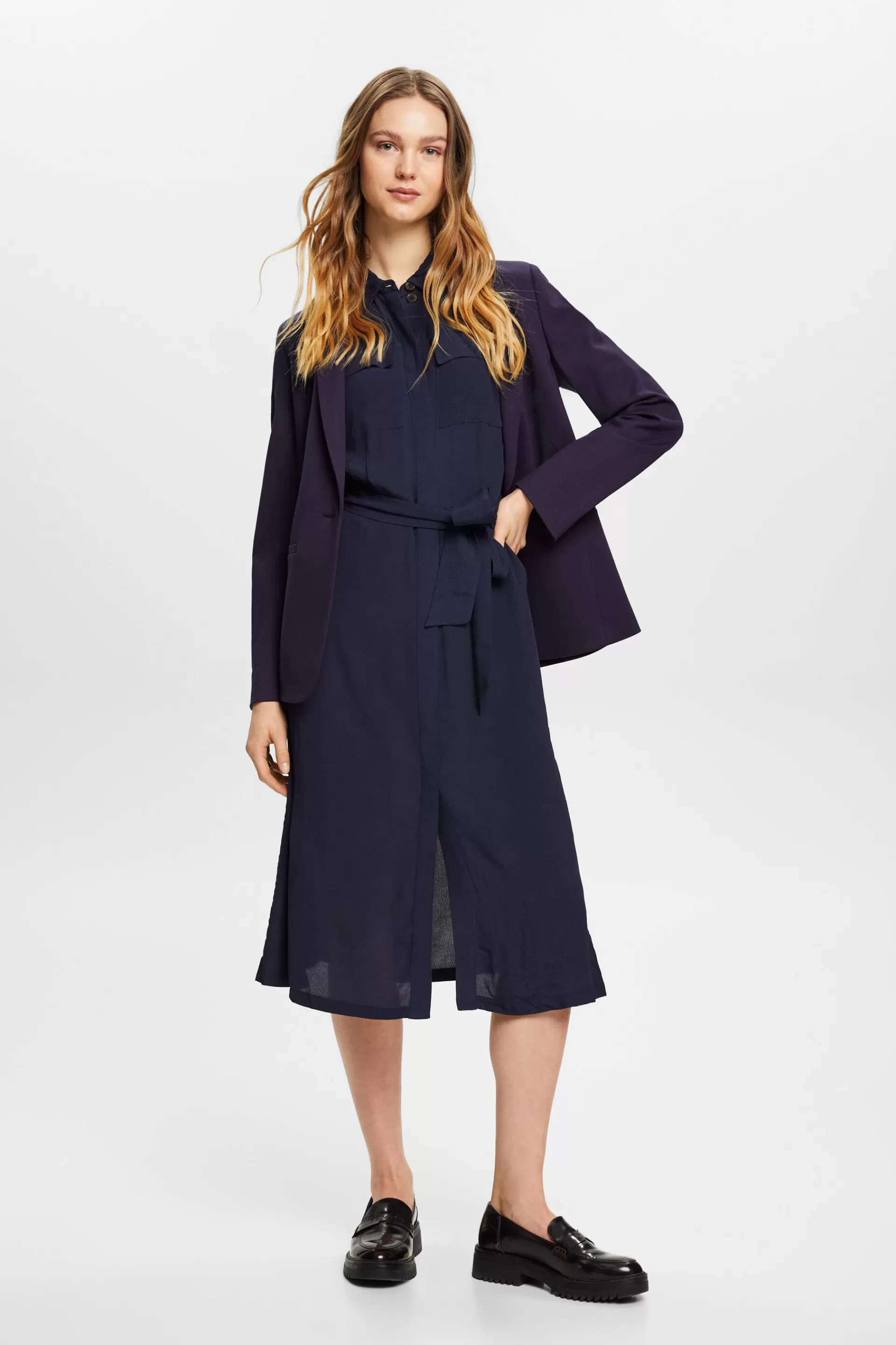 Hemdblusenkleid aus Crêpe-ESPRIT Discount