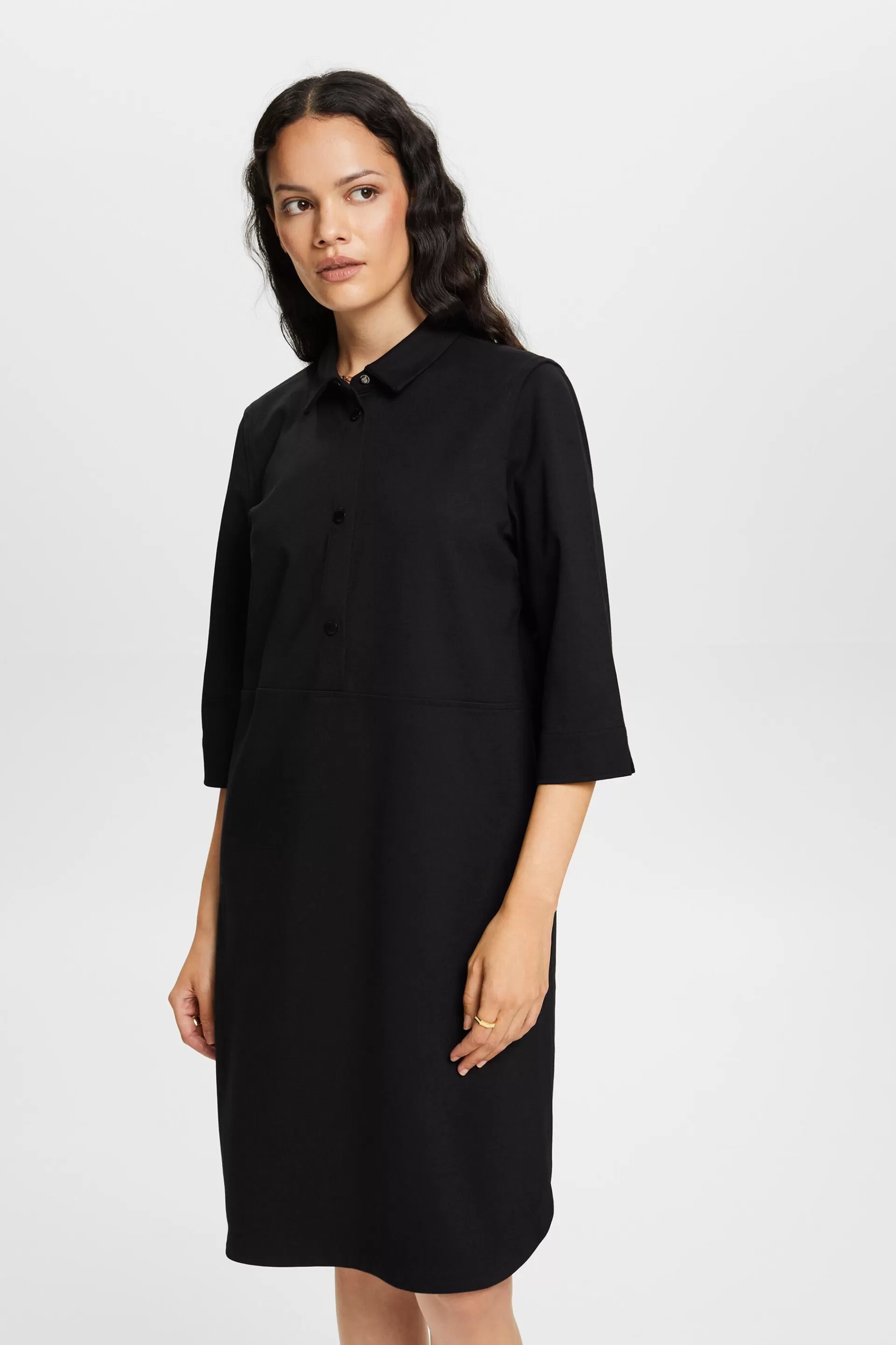 Hemdblusenkleid aus Punto-Jersey-ESPRIT Clearance