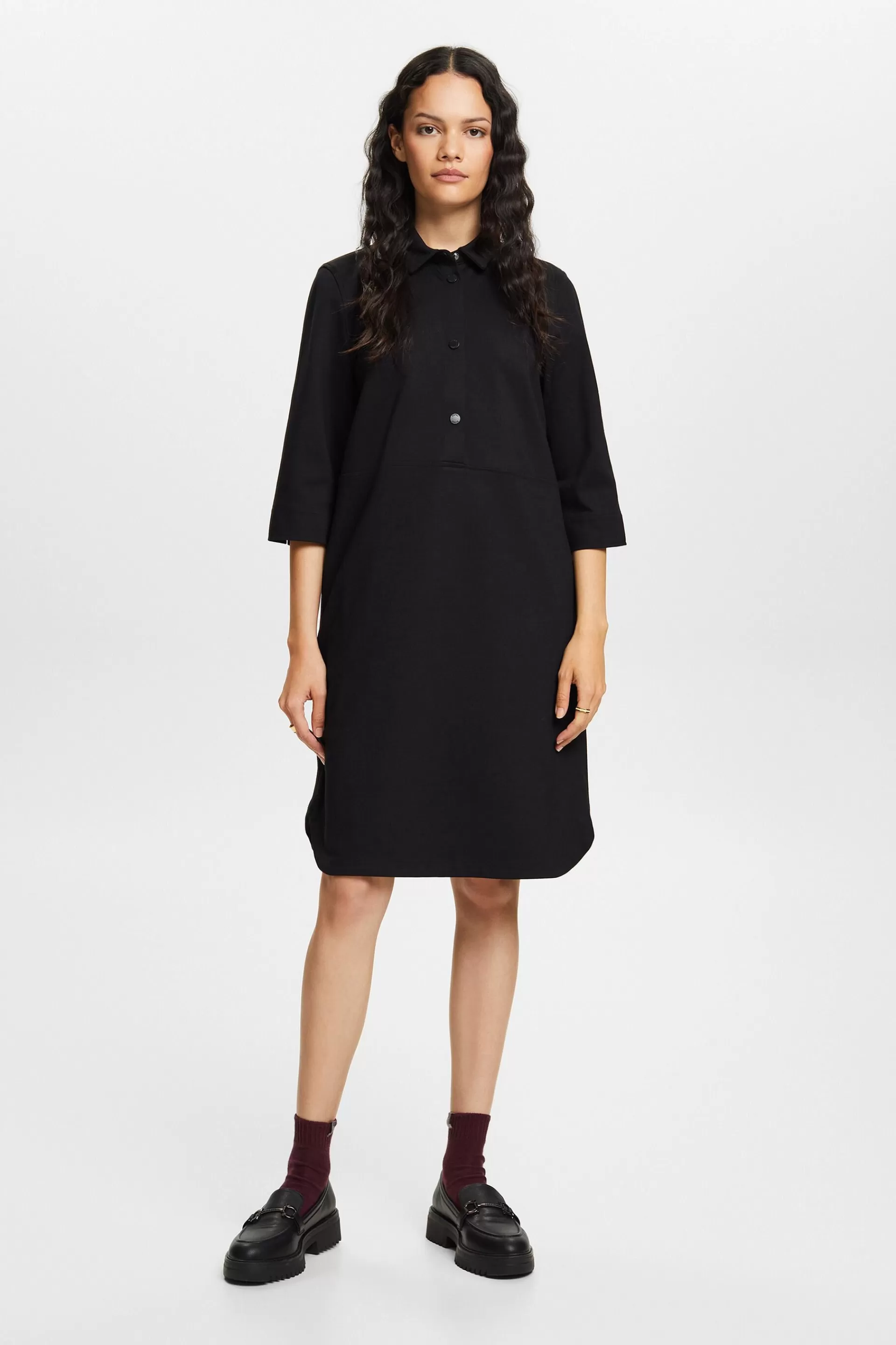 Hemdblusenkleid aus Punto-Jersey-ESPRIT Clearance