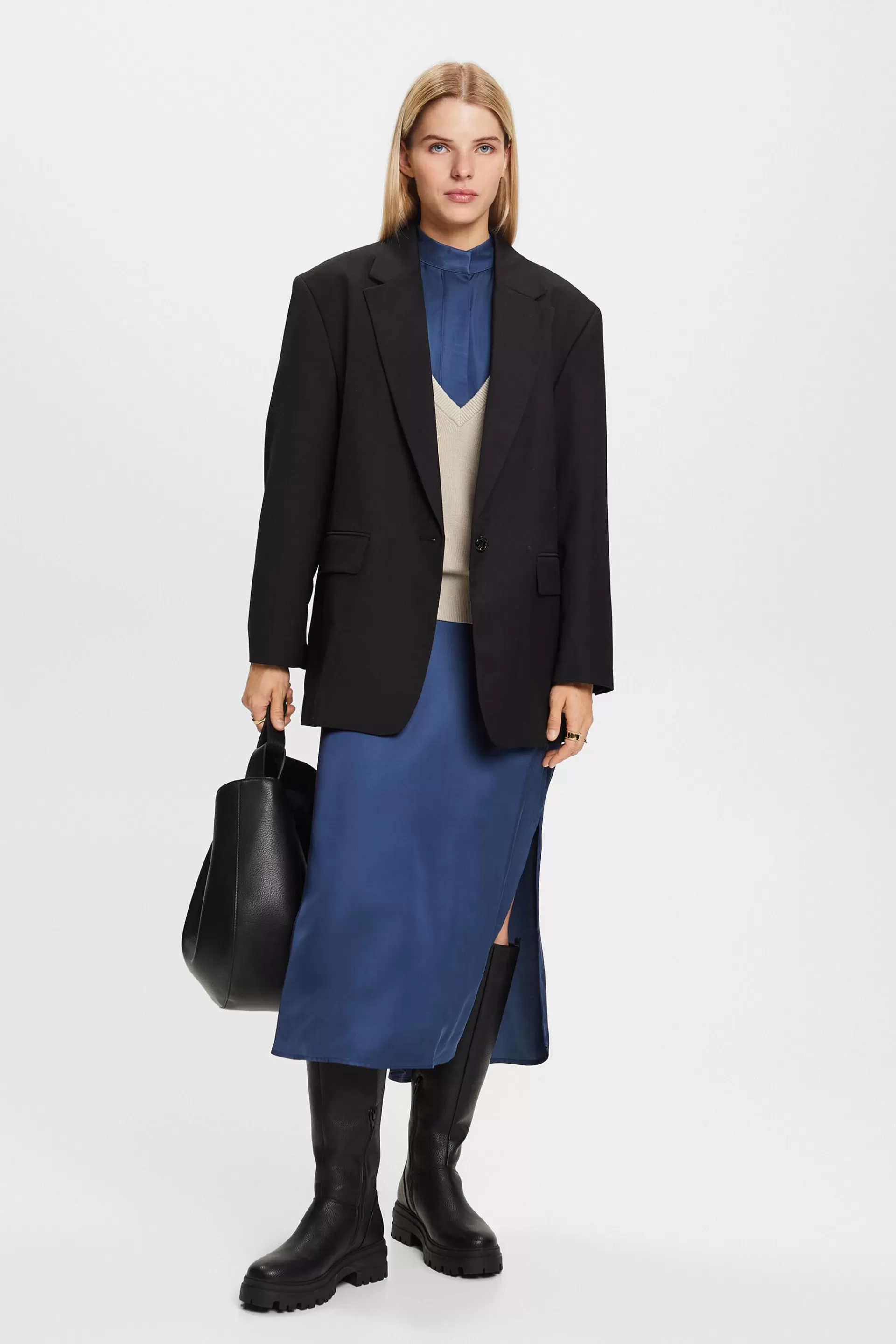 Hemdblusenkleid aus Satin-ESPRIT Online