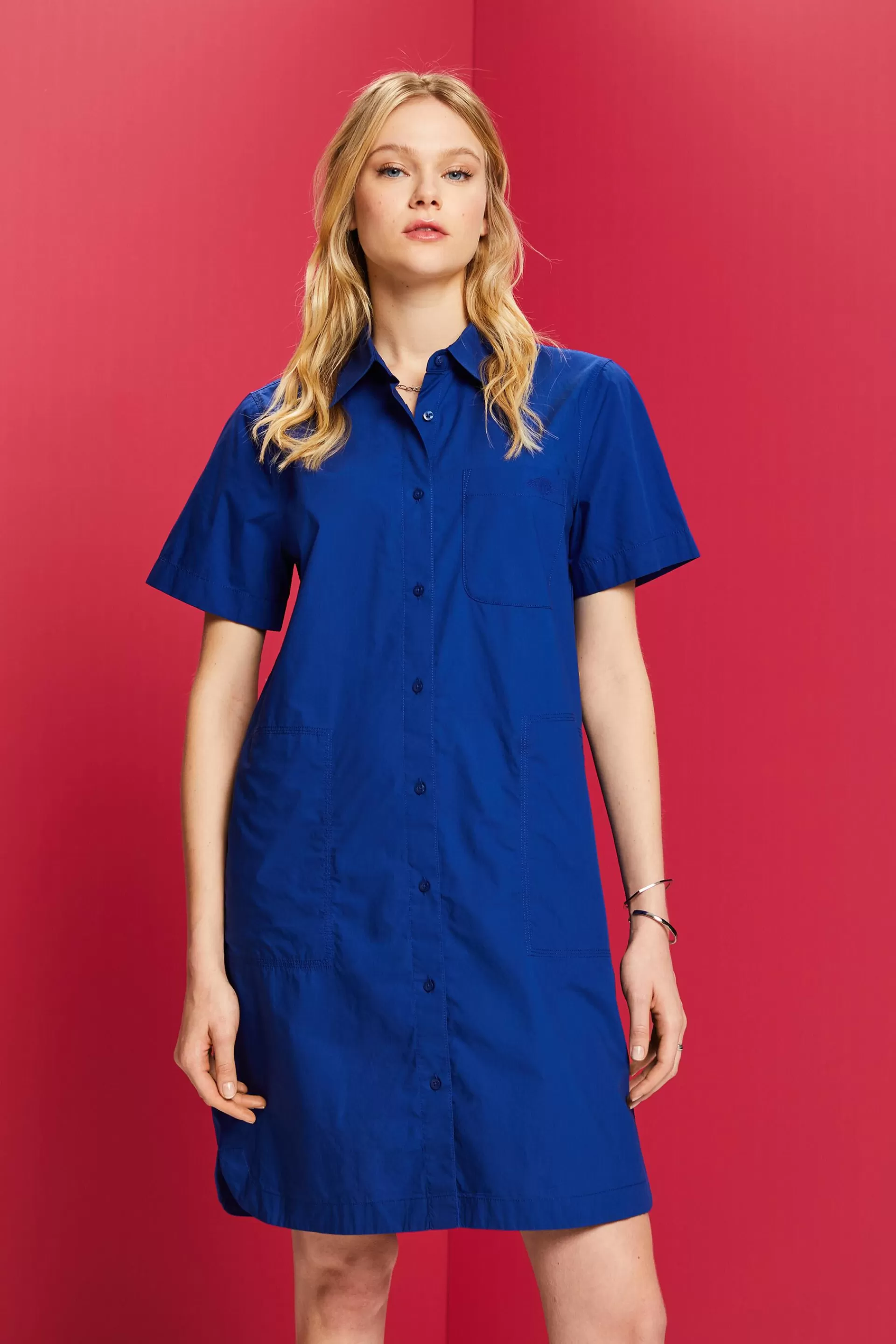 Hemdblusenkleid in Mini-Länge, 100 % Baumwolle-ESPRIT Hot