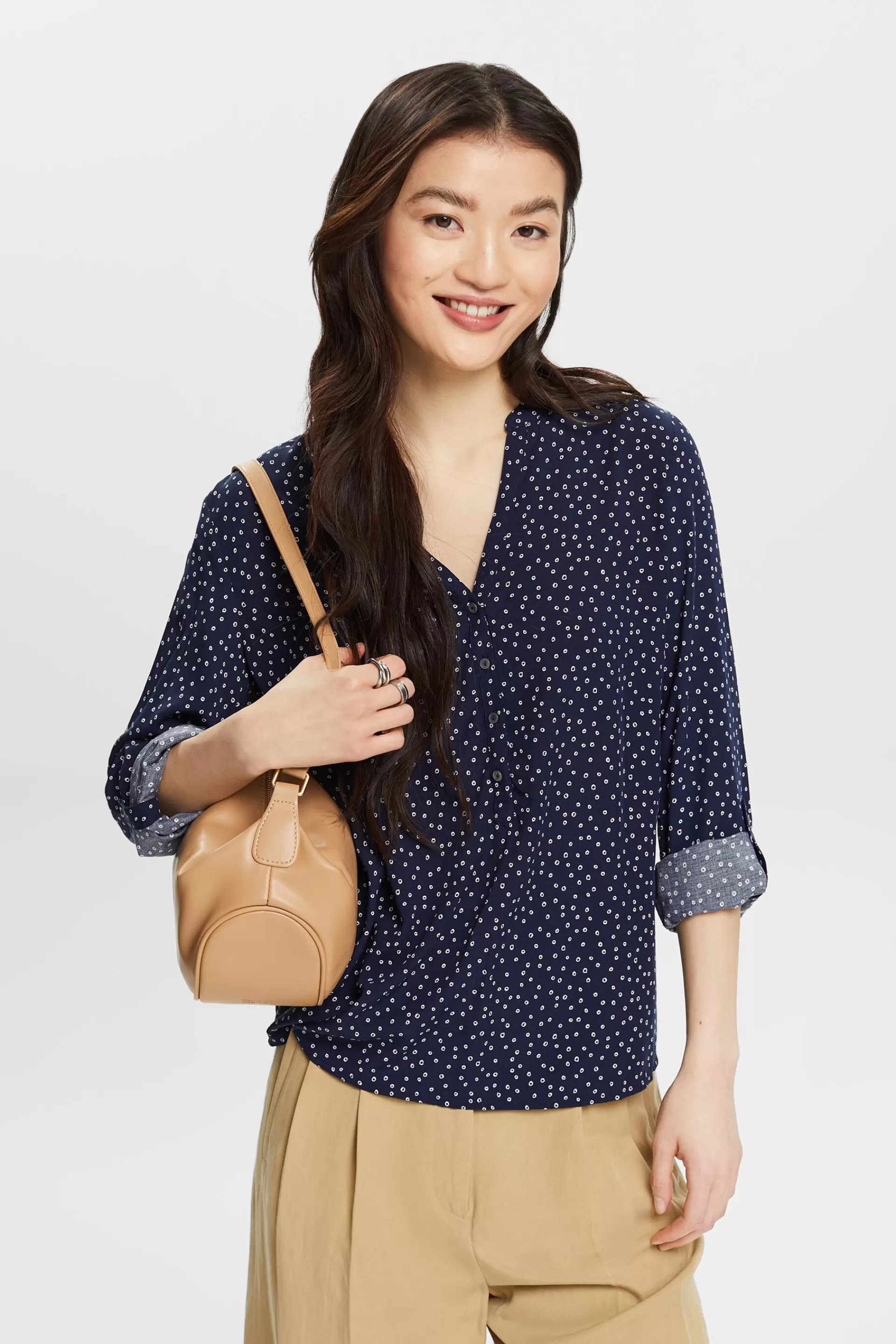 Henley-Bluse aus LENZING™ ECOVERO™-ESPRIT Sale