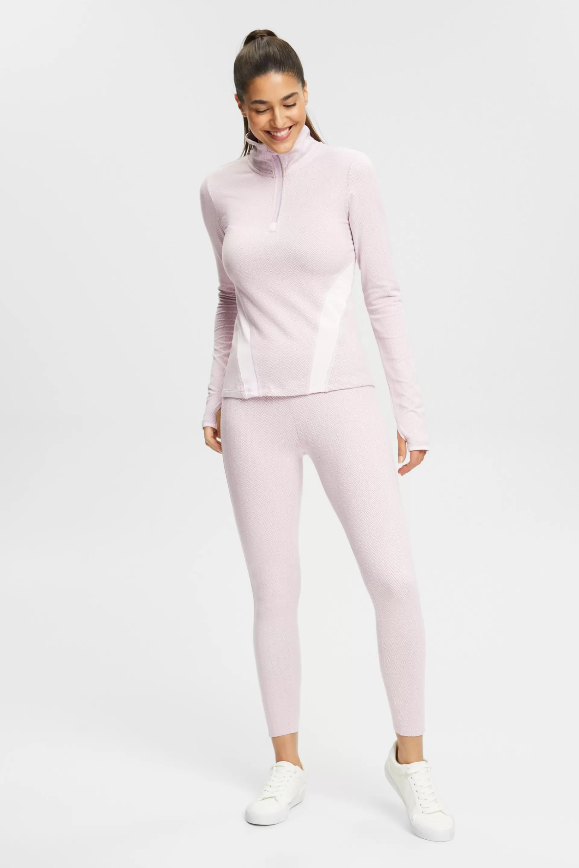 High-Rise-Leggings im Fischgrat-Design-ESPRIT Sale