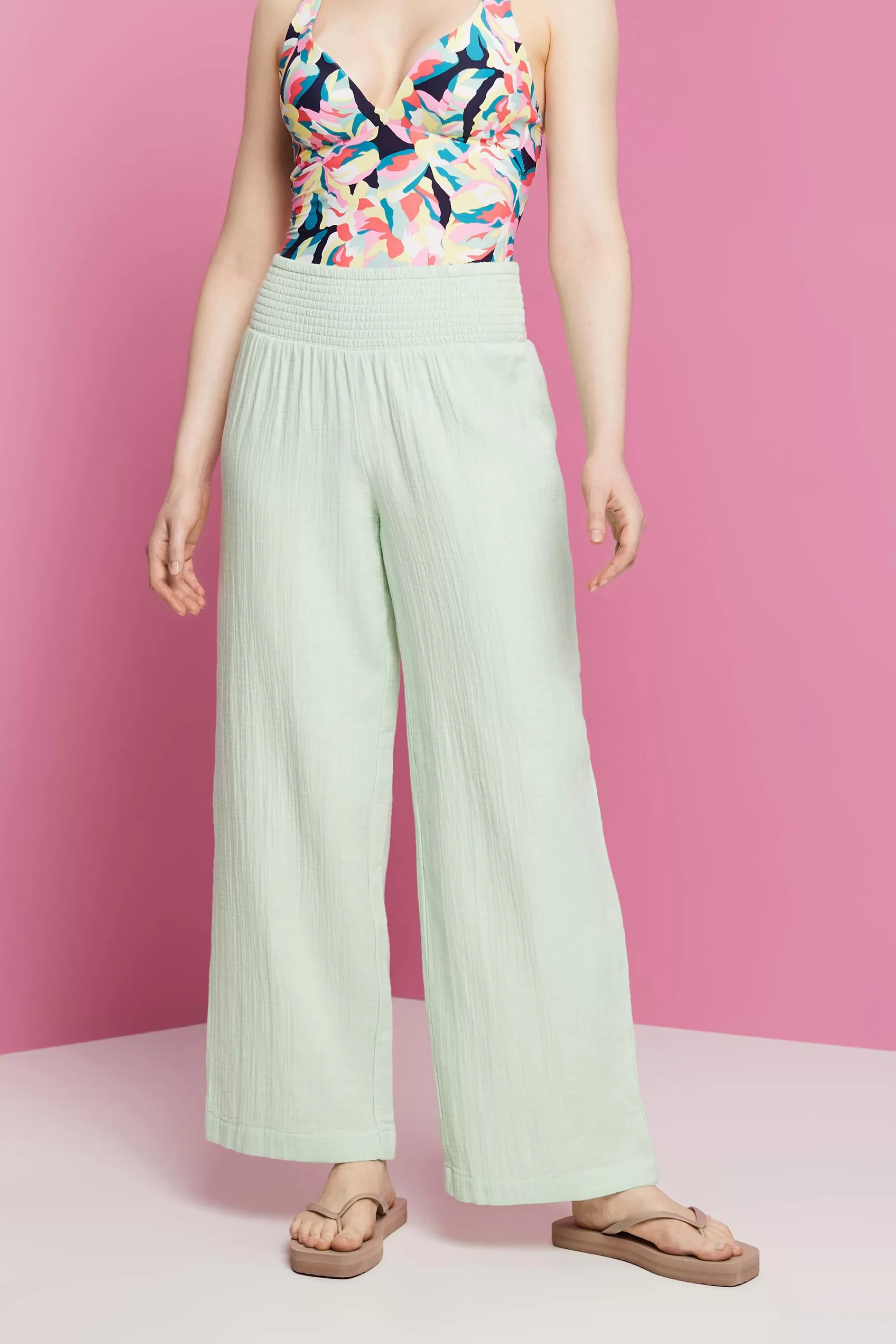 Hose mit weitem Bein, 100 % Baumwolle-ESPRIT Store